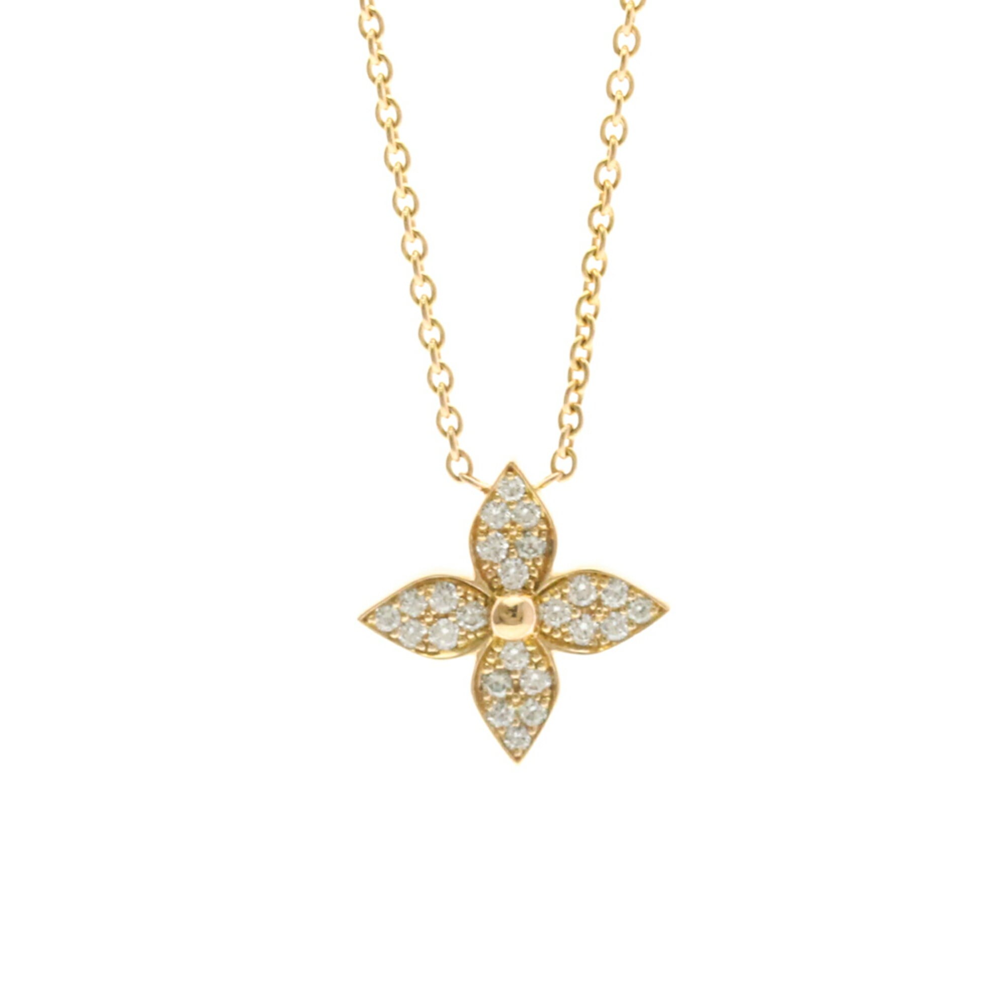 Louis Vuitton K18 Pink Gold (K18PG) Diamond Men's and Women's Fashion Necklace (Pink Gold (PG)) Pendant Star Blossom Diamond Necklace Q93522 [Used]