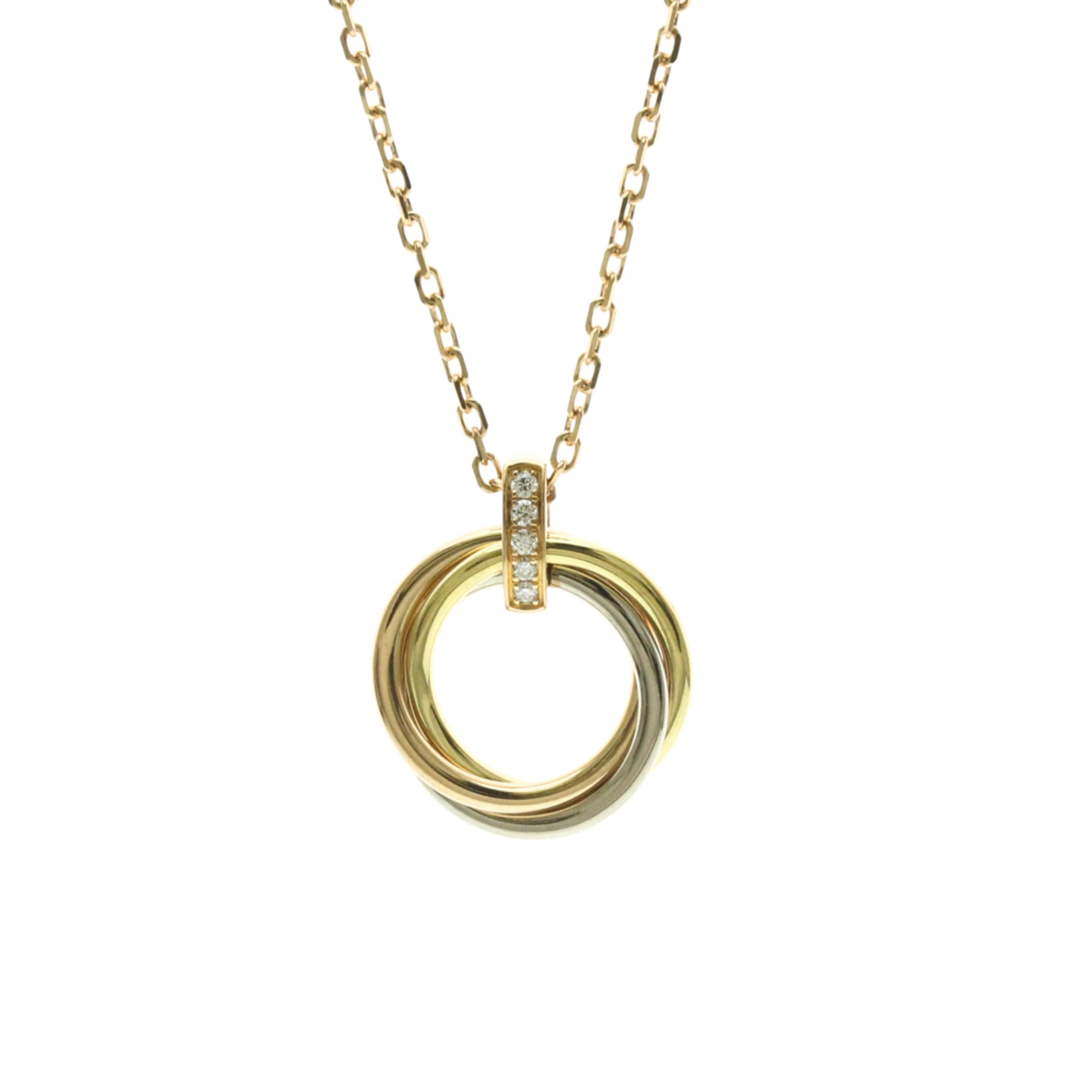 カルティエ(Cartier) K18イエローゴールド(K18YG),K18ピンクゴールド(K18PG),K18ホワイトゴールド(K18WG) ダイヤモンド メンズ,レディース ファッション ペンダントネックレス (ゴールド,シルバー,ピンクゴールド(PG)) トリニティ ダイヤモンド ネックレス【中古】