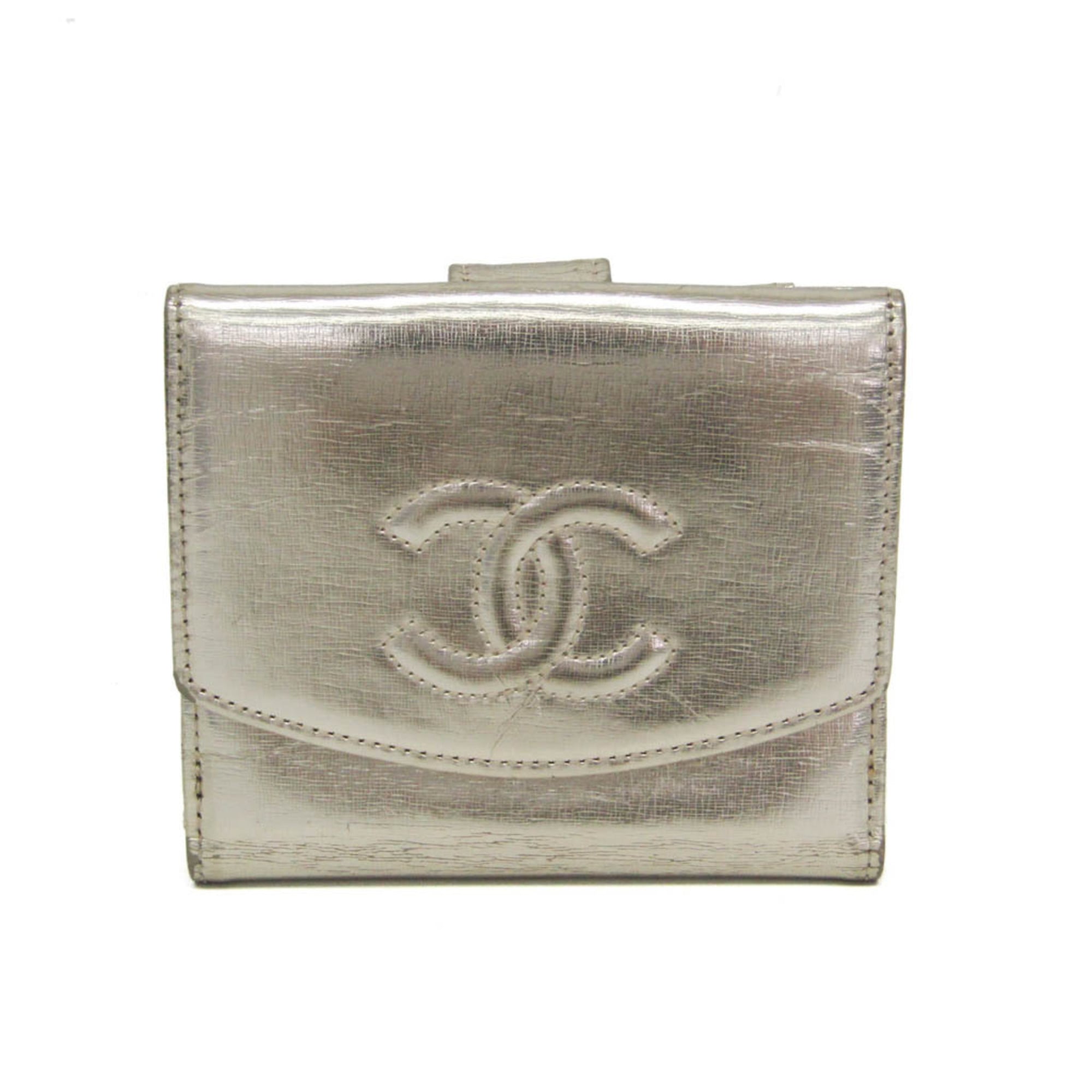 CHANEL - シャネル(Chanel) ココマーク レディース パテントレザー 財布（二つ折り） シャンパンゴールド【中古】