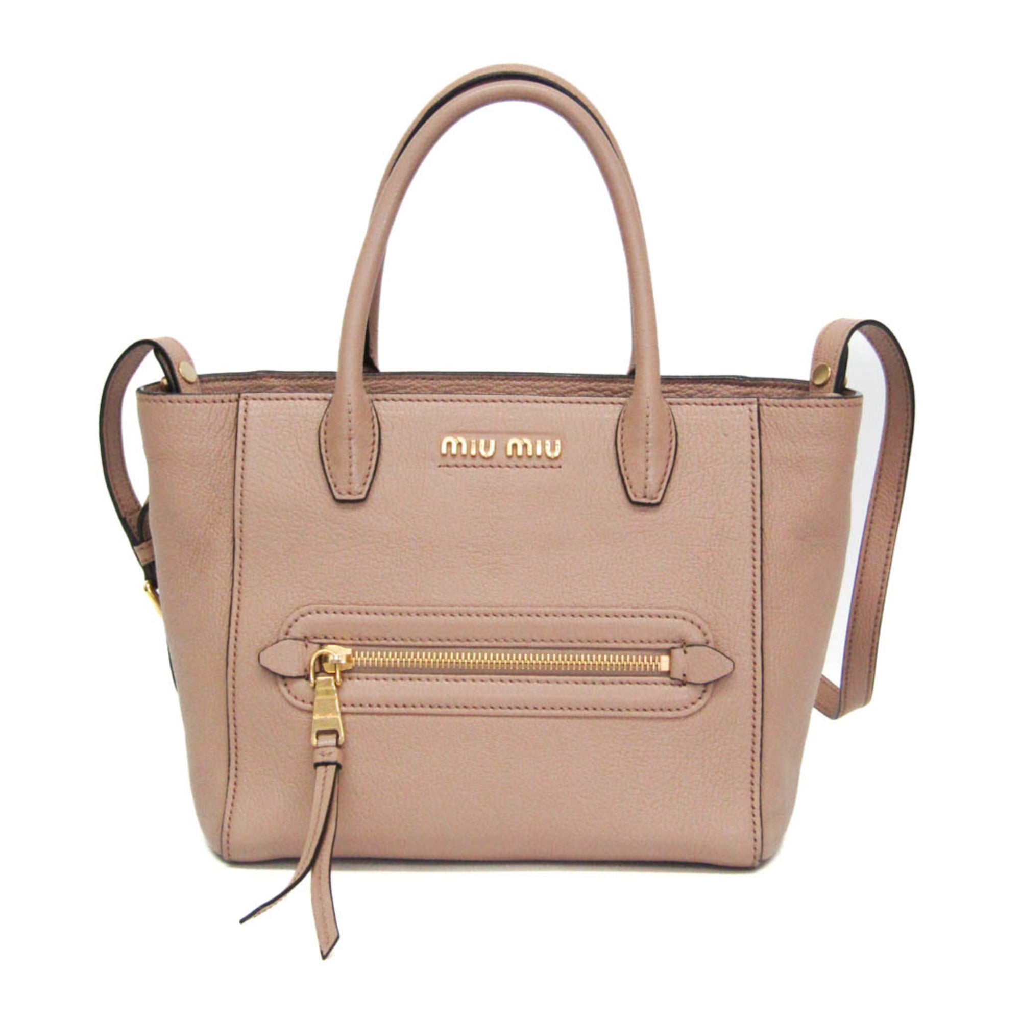 ミュウミュウ(Miu Miu) マドラス 5BG143 レディース レザー ハンドバッグ,ショルダーバッグ ピンクベージュ【中古】