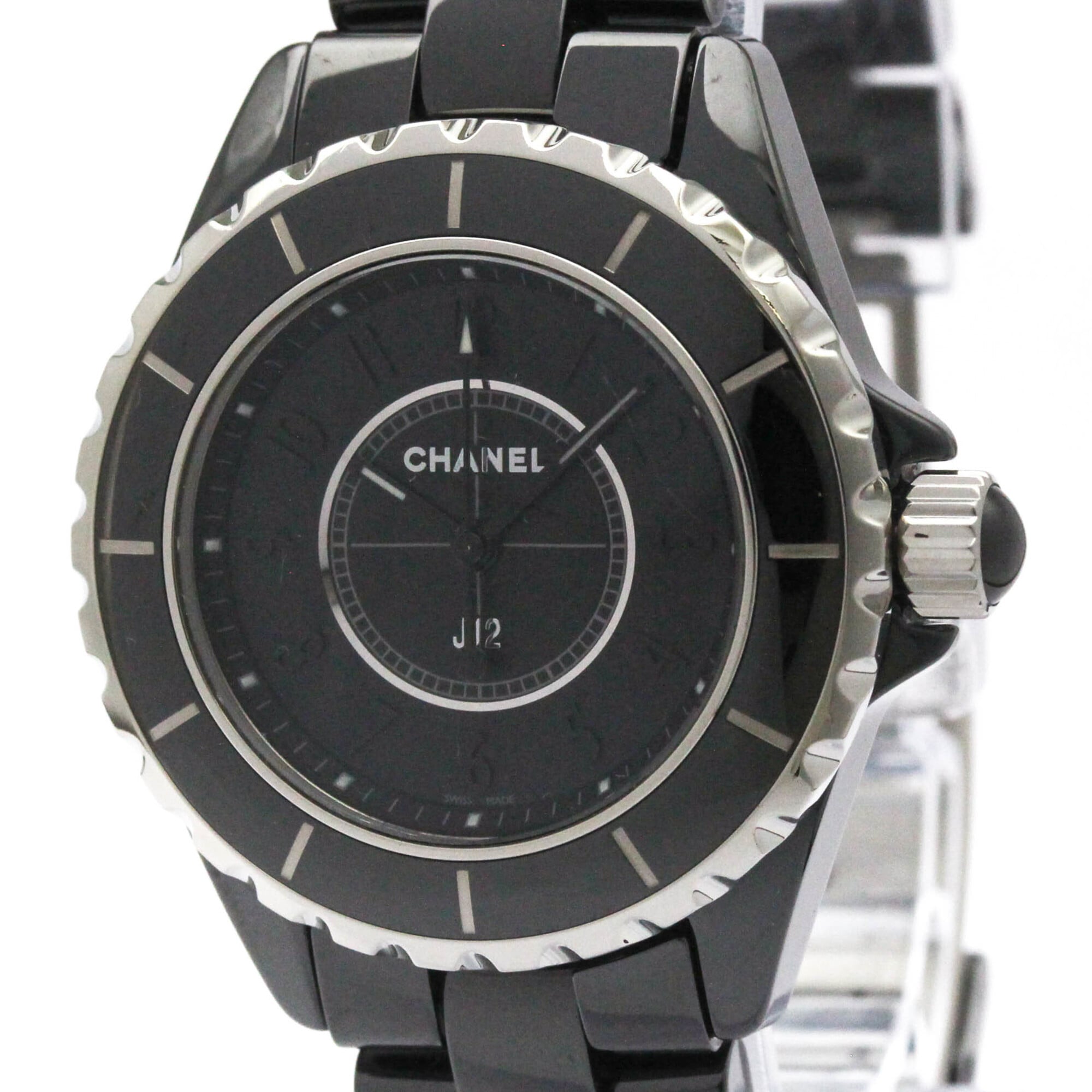 シャネル (CHANEL) J12 インテンスブラック セラミック クォーツ レディース 時計 H3828 (外装仕上げ済み)【中古】