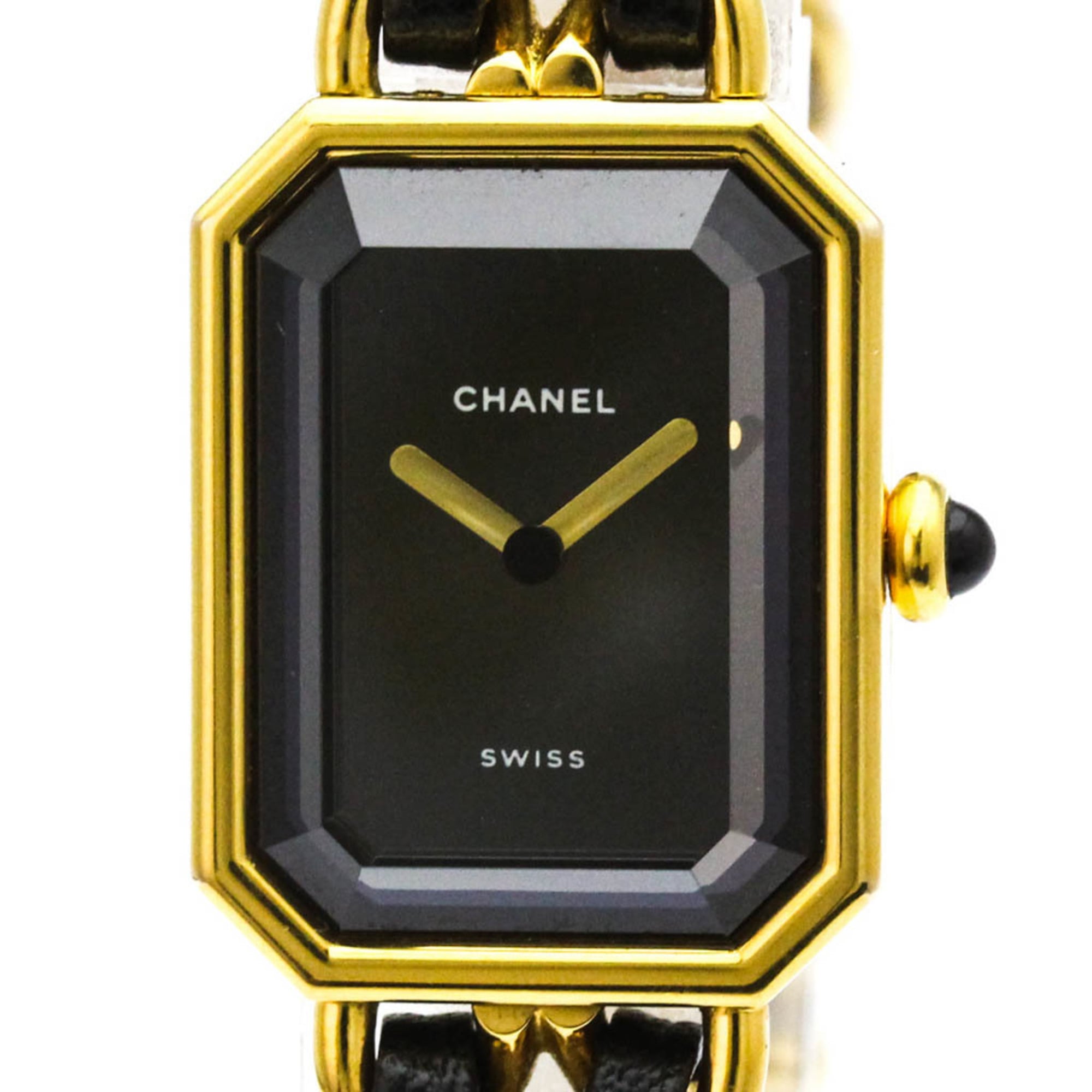 OMEGA - シャネル (CHANEL) プルミエール L サイズ ゴールドプレート レザー クォーツ レディース 時計 H0001【中古】