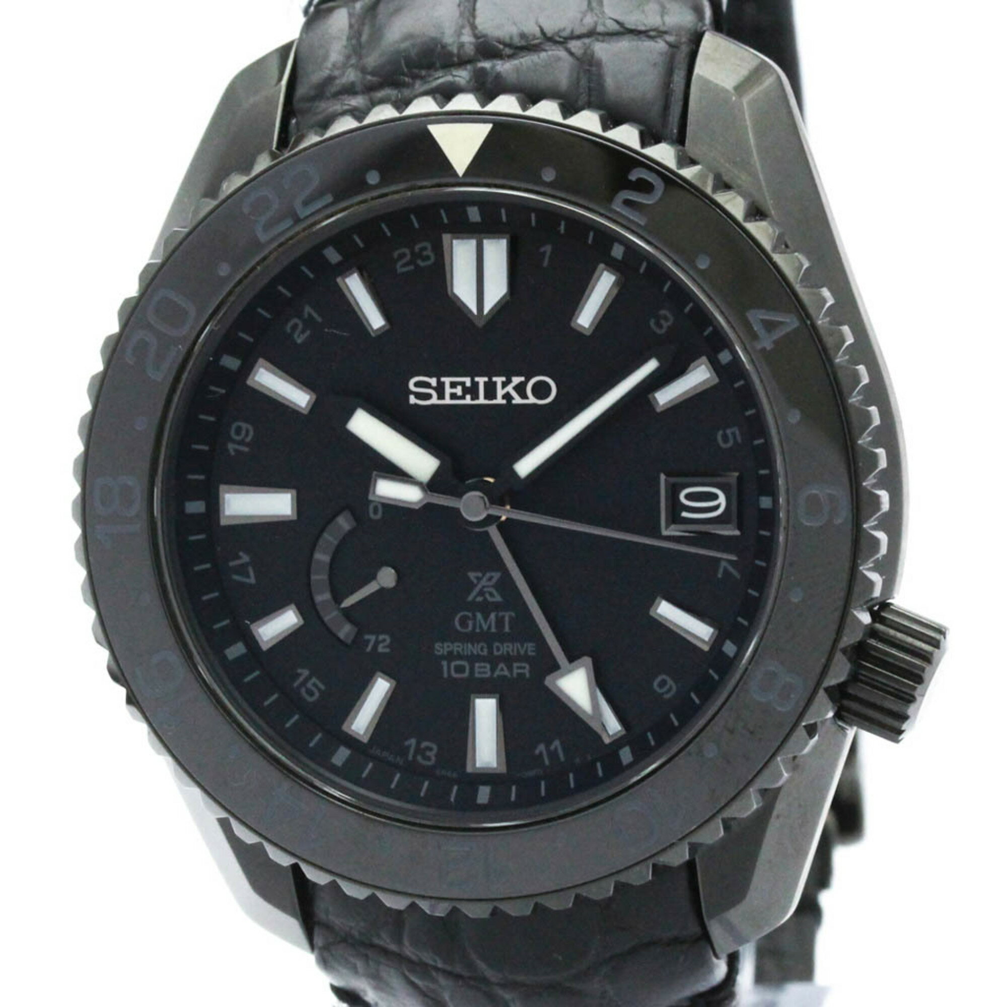 セイコー (SEIKO) プロスペックス ブラックエディション スプリングドライブ チタン レザー メンズ 時計 SBDB025(5R66-0BR0)【中古】