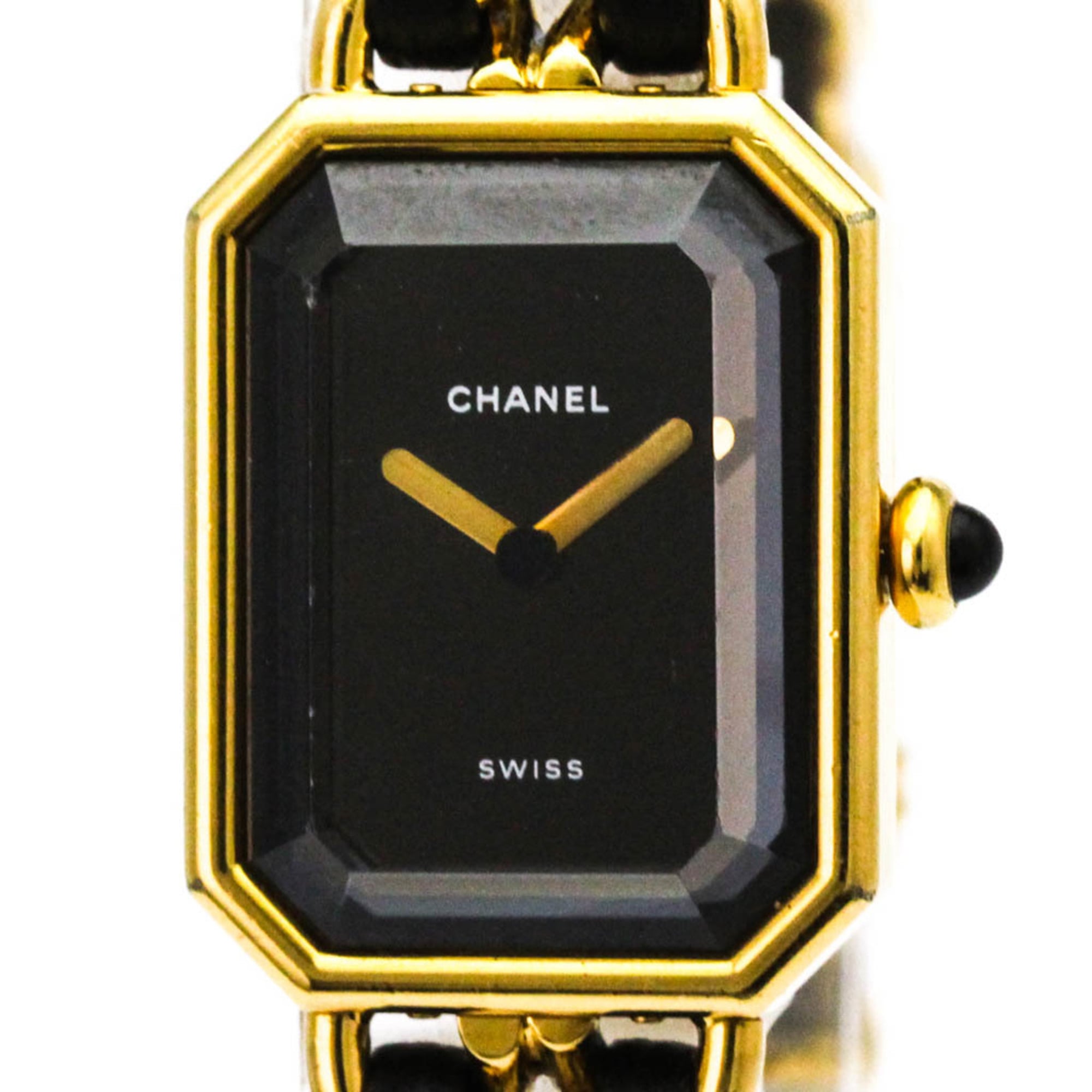 CHANEL - シャネル (CHANEL) プルミエール M サイズ ゴールドプレート レザー クォーツ レディース 時計 H0001【中古】