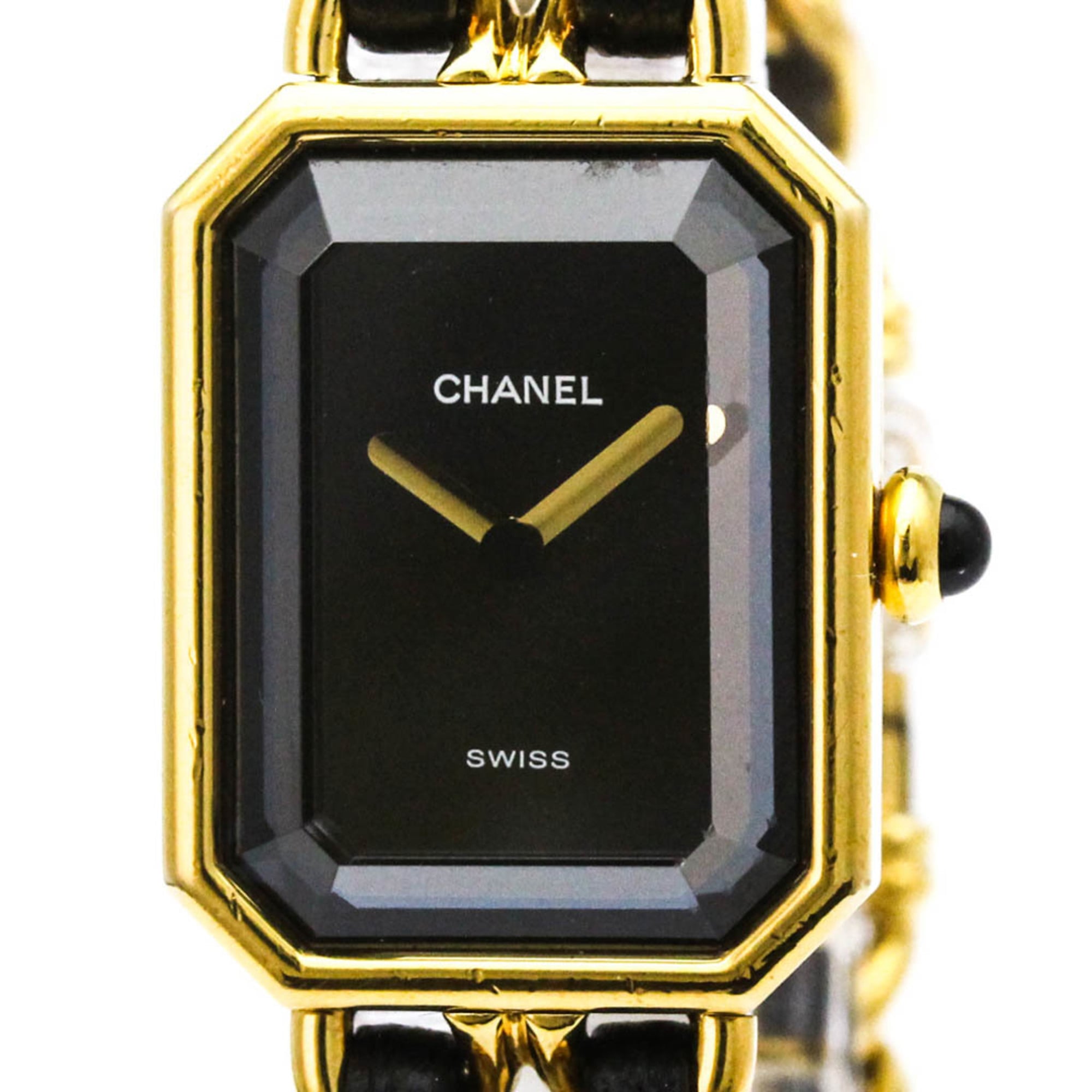 シャネル (CHANEL) プルミエール L サイズ ゴールドプレート レザー クォーツ レディース 時計 H0001【中古】