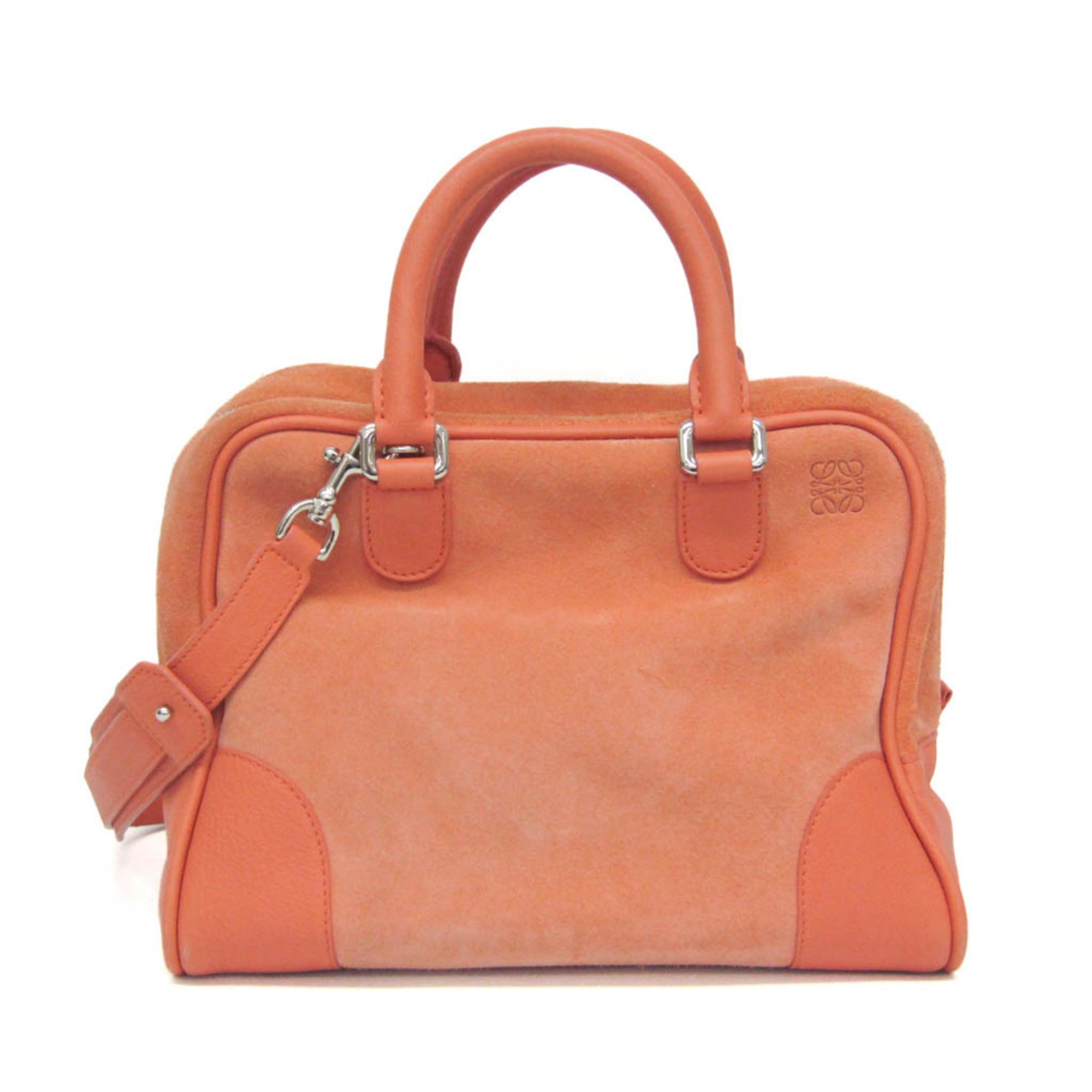 Rakuten - ロエベ(Loewe) アマソナ 28 レディース スエード,レザー ハンドバッグ,ショルダーバッグ オレンジ【中古】