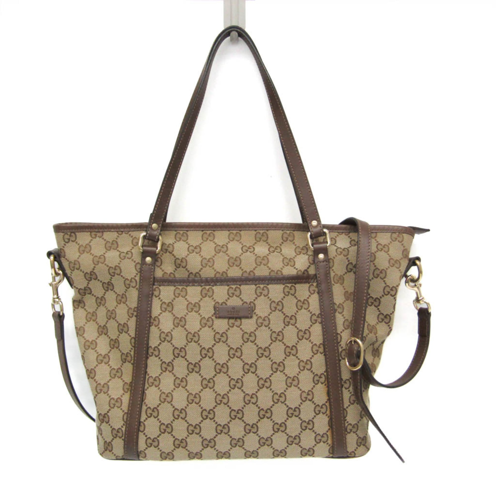 グッチ(Gucci) GGキャンバス 388929 レディース GGキャンバス,レザー ショルダーバッグ,トートバッグ ブラウン,GGベージュ【中古】