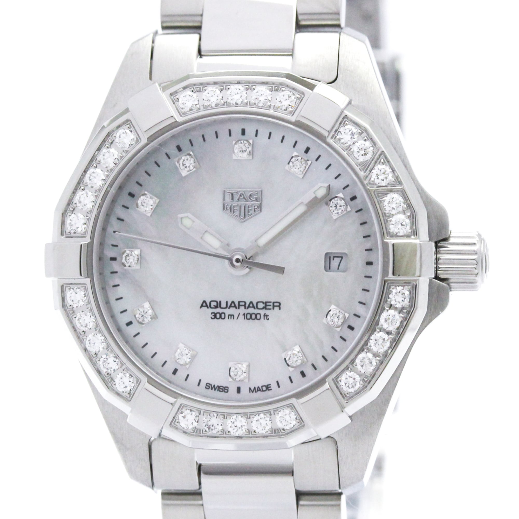タグホイヤー (TAG HEUER) アクアレーサー レディ ダイヤモンド シェル文字盤 ステンレススチール クォーツ レディース 時計 WBD1415 (外装仕上げ済み)【中古】