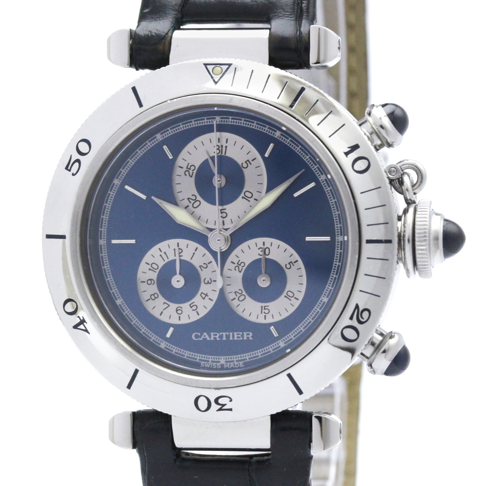 Rakuten - カルティエ (CARTIER) パシャ クロノリフレックス ステンレススチール レザー クォーツ メンズ 時計 W3100855 (外装仕上げ済み)【中古】
