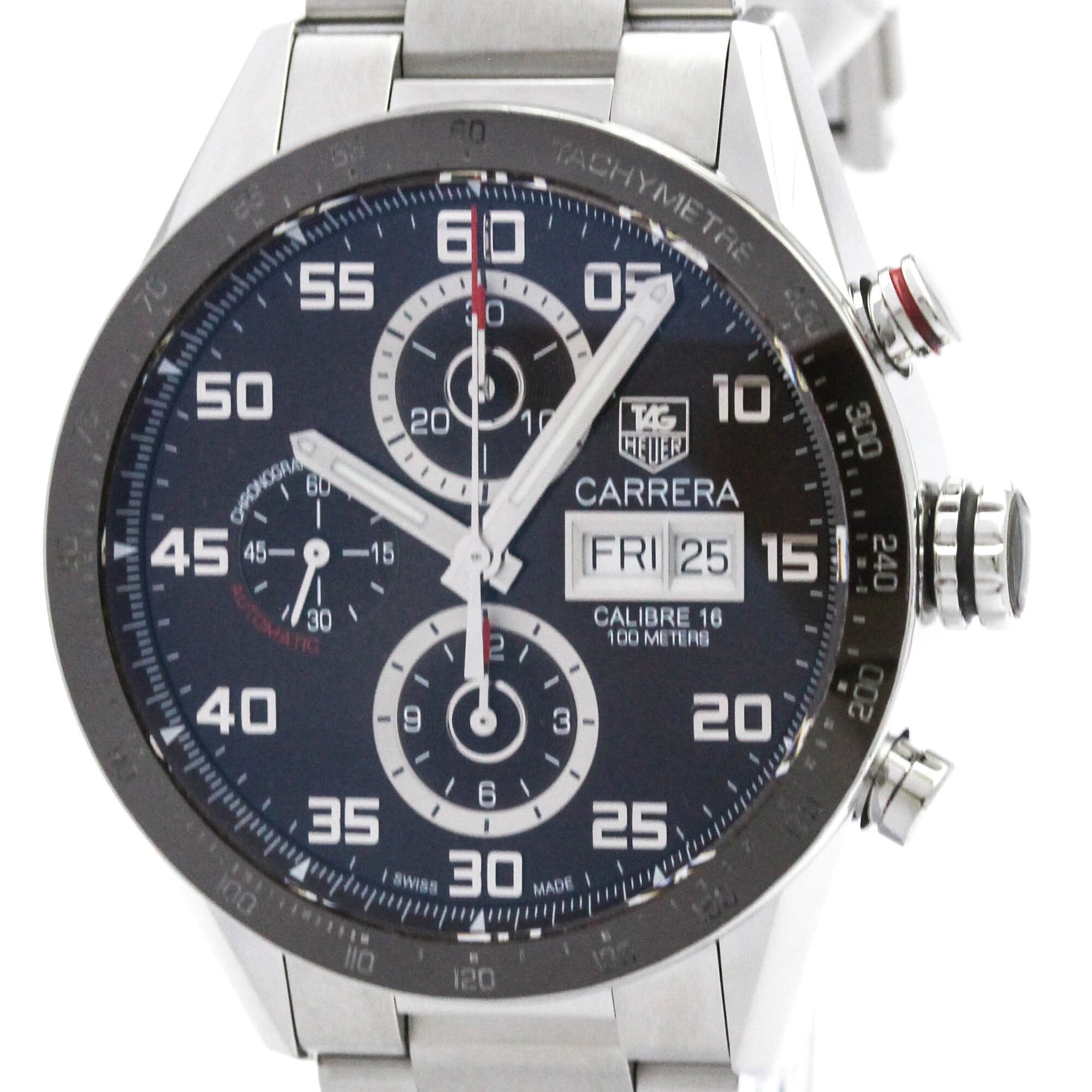 タグホイヤー (TAG HEUER) カレラ キャリバー 16 クロノグラフ デイデイト ステンレススチール 自動巻き メンズ 時計 CV2A1S (外装仕上げ済み)【中古】