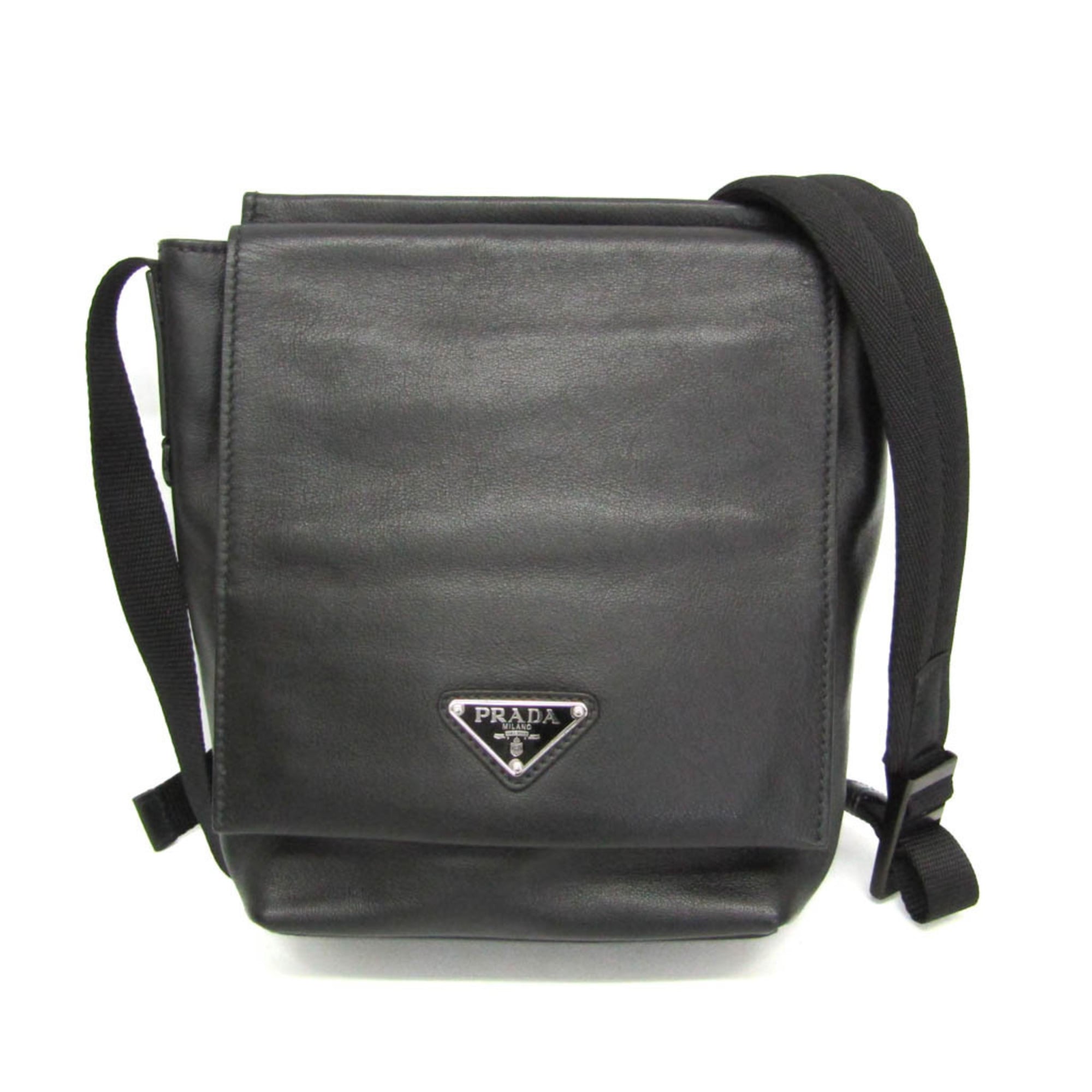 Rakuten - プラダ(Prada) メンズ,レディース レザー ショルダーバッグ ブラック【中古】