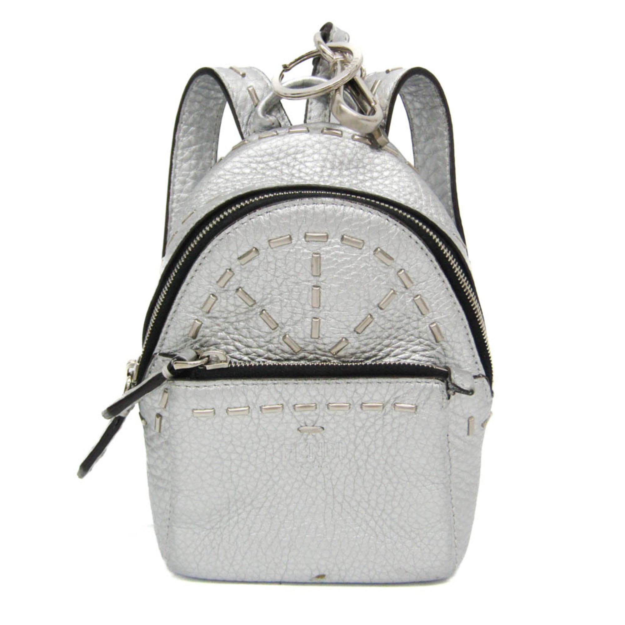 フェンディ(Fendi) セレリア キーリング付き 7AR471 メンズ,レディース レザー ポーチ シルバー【中古】