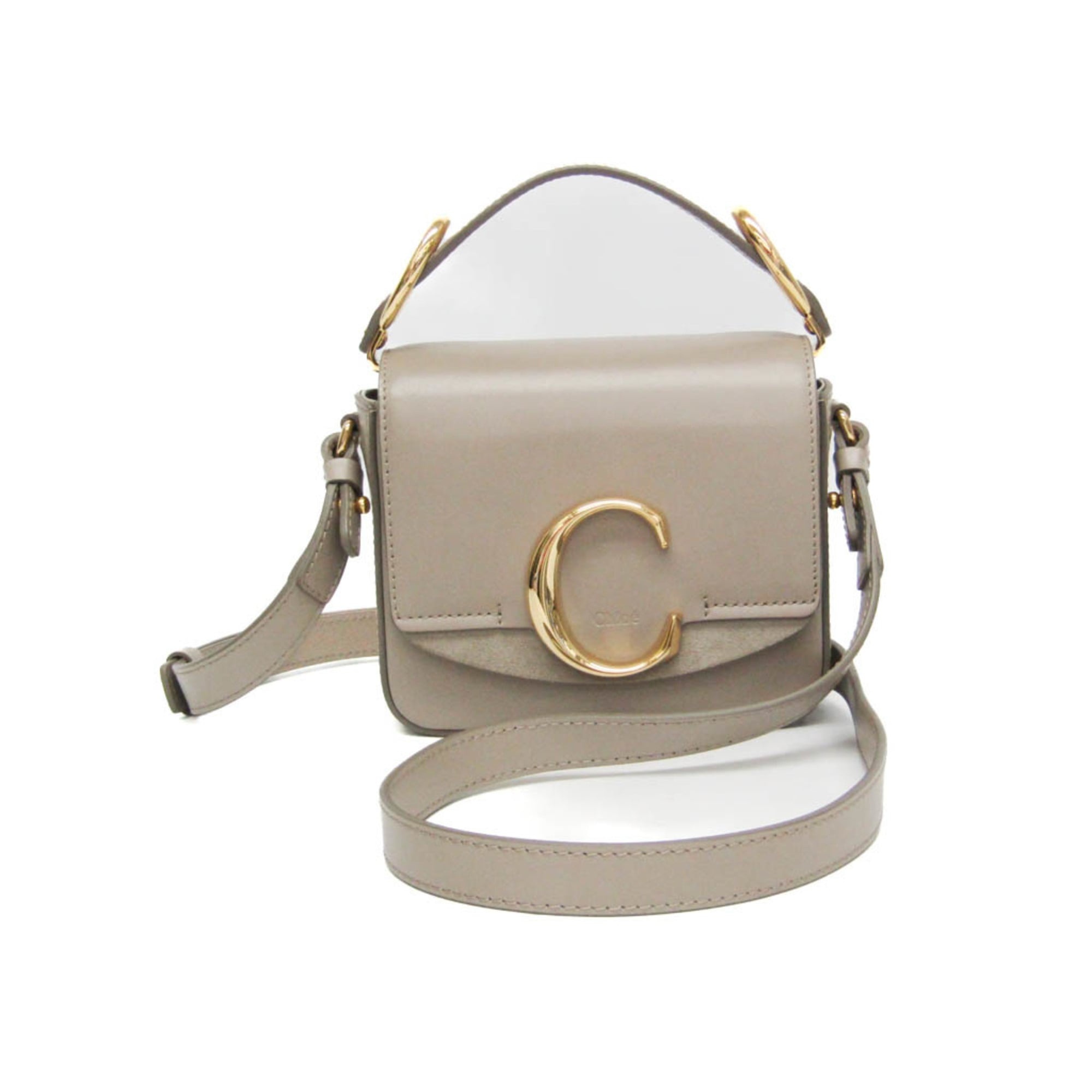 クロエ(Chloé) クロエC ミニ CHC19US193A3723W レディース レザー,スエード ハンドバッグ,ショルダーバッグ グレージュ【中古】
