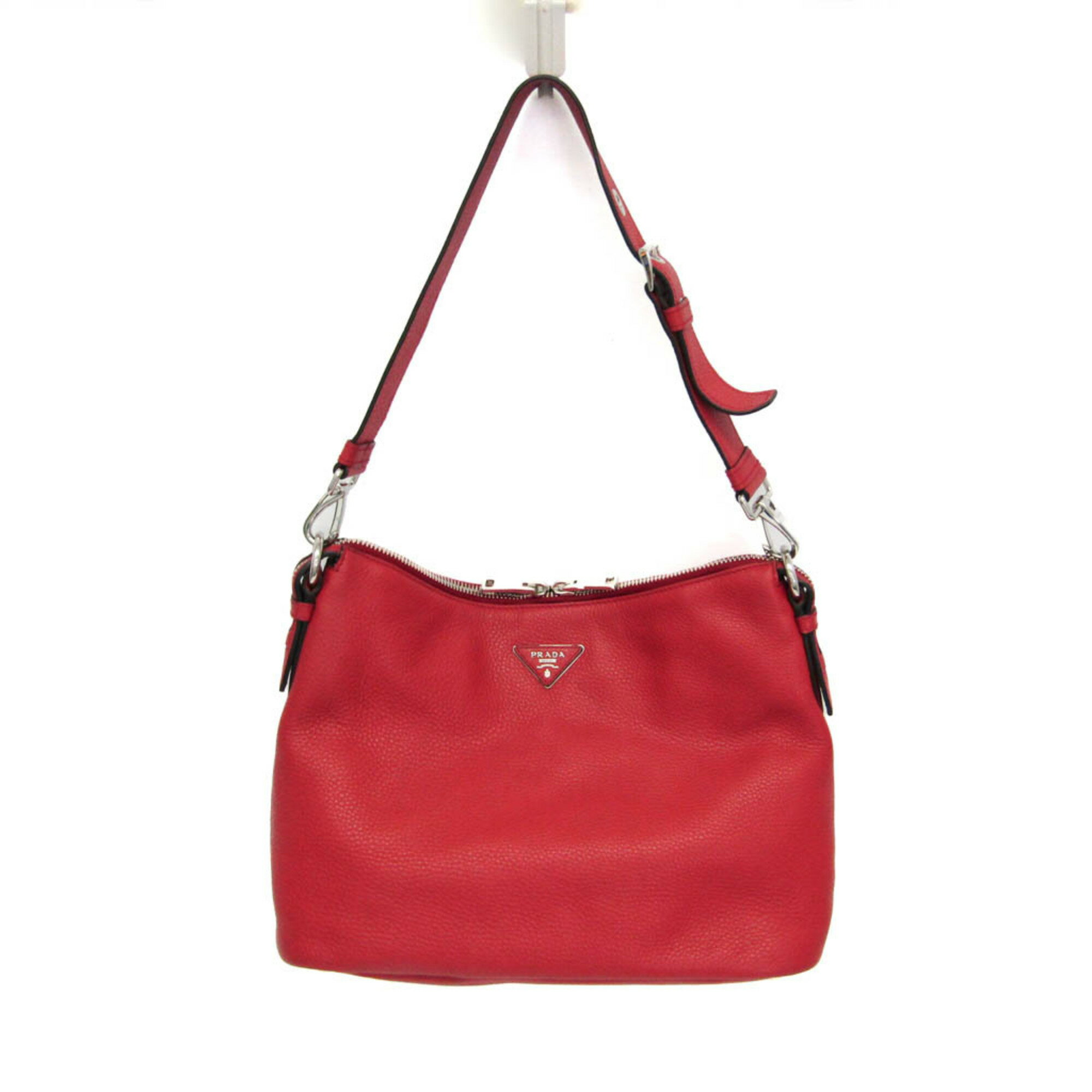 プラダ(Prada) VIT.DAINO BR5122 レディース レザー ショルダーバッグ レッド【中古】