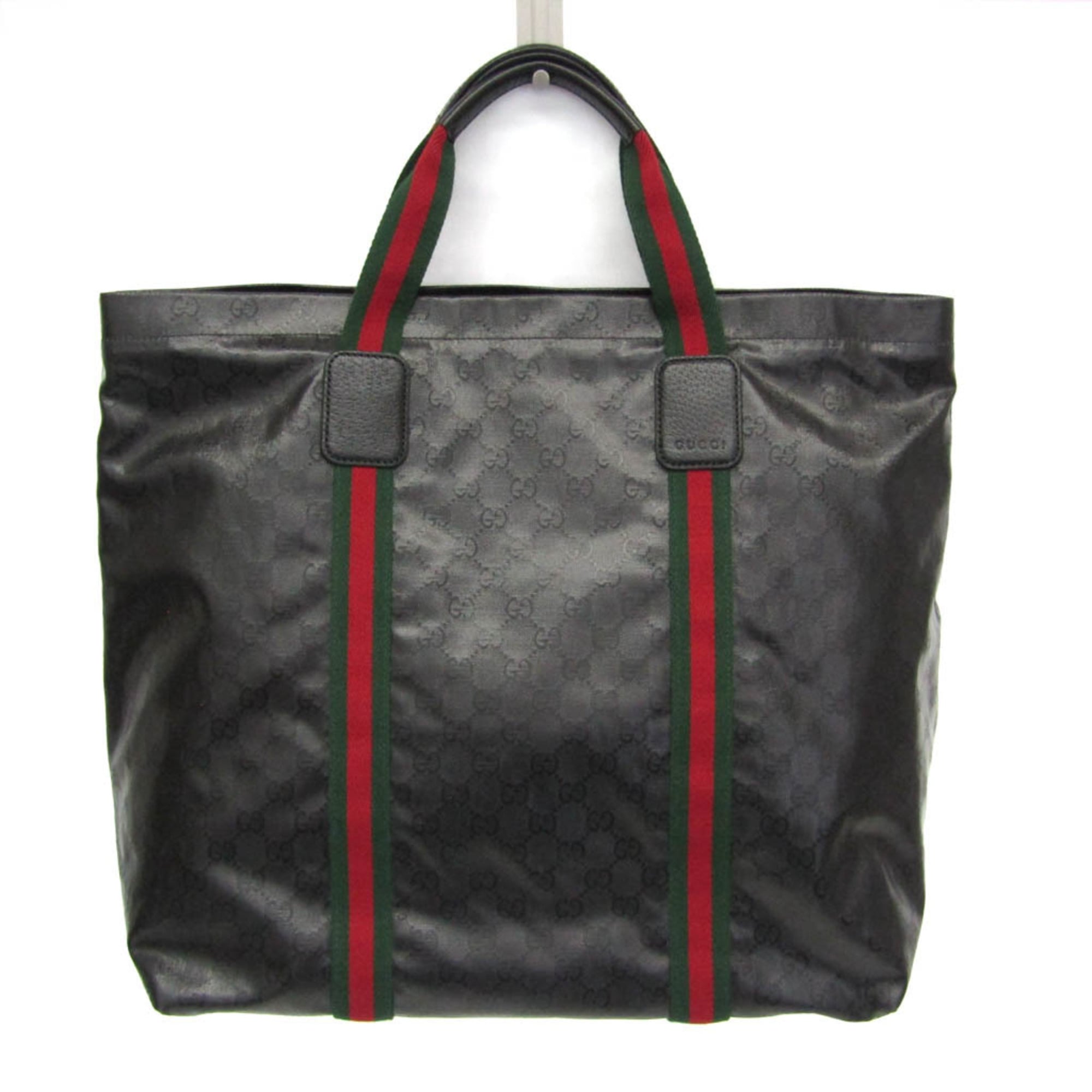 グッチ(Gucci) GGクリスタル ウェブ ストライプ ディテール付き ラージ トートバッグ 763287 メンズ,レディース GGクリスタル ハンドバッグ,トートバッグ ブラック【中古】