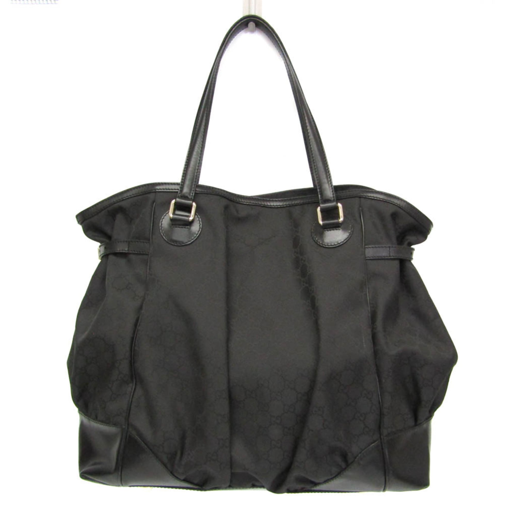 グッチ(Gucci) 257290 レディース ナイロン,レザー トートバッグ ブラック【中古】