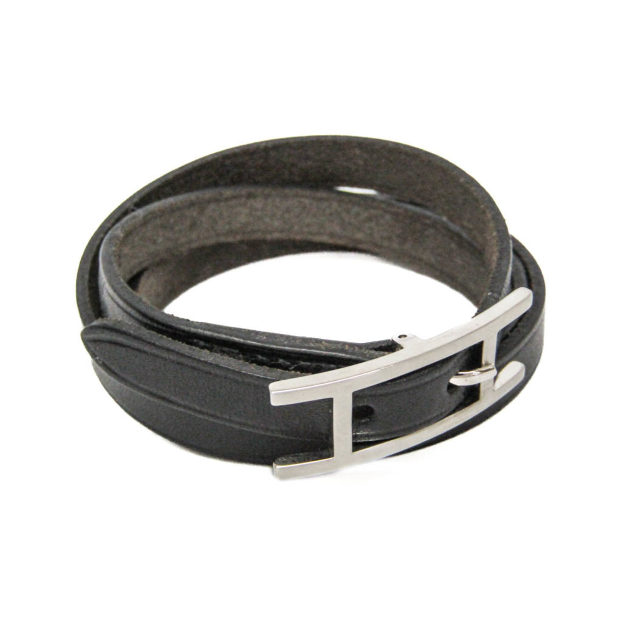 Other - エルメス(Hermes) アピ III チョーカー レザー,メタル バングル シルバー,ブラック【中古】