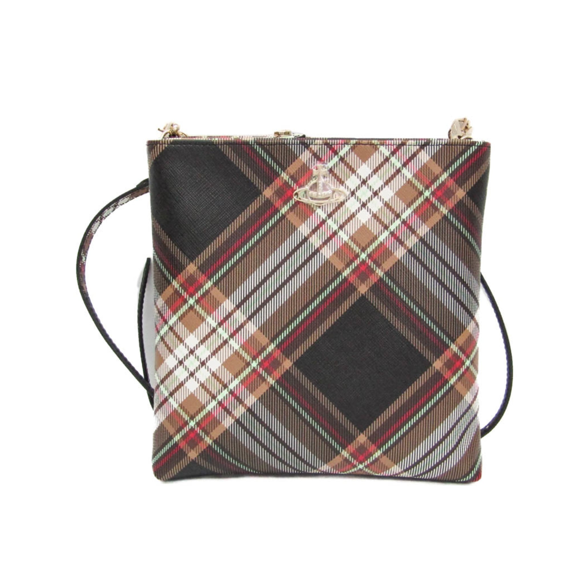 Rakuten - ヴィヴィアン・ウエストウッド(Vivienne Westwood) ダービー スクエア 51160005 レディース PVC ショルダーバッグ ブラウン【中古】