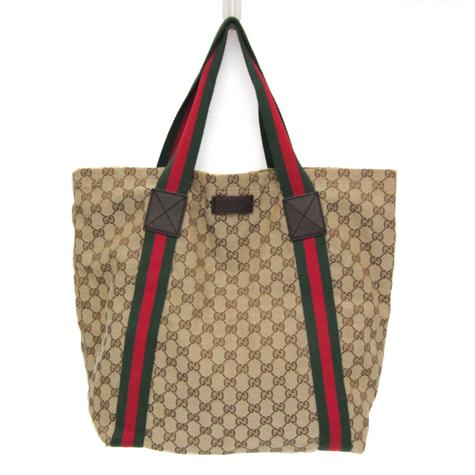Rakuten - グッチ(Gucci) GGキャンバス シェリーライン 189669 メンズ,レディース GGキャンバス,レザー トートバッグ【中古】