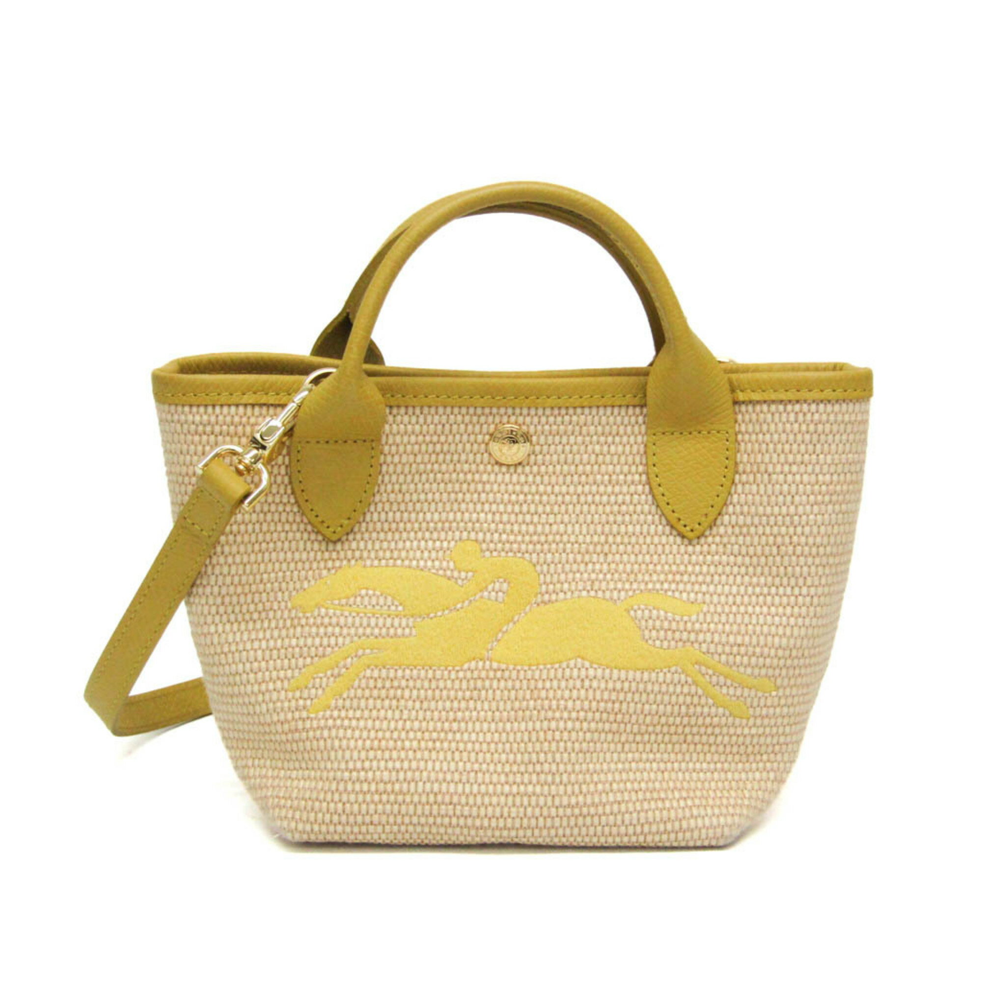 Rakuten - ロンシャン(Longchamp) ル・プリアージュ サントロペ XS 10162HYT452 レディース ポリアミド,レザー ショルダーバッグ ライトベージュ,イエロー【中古】