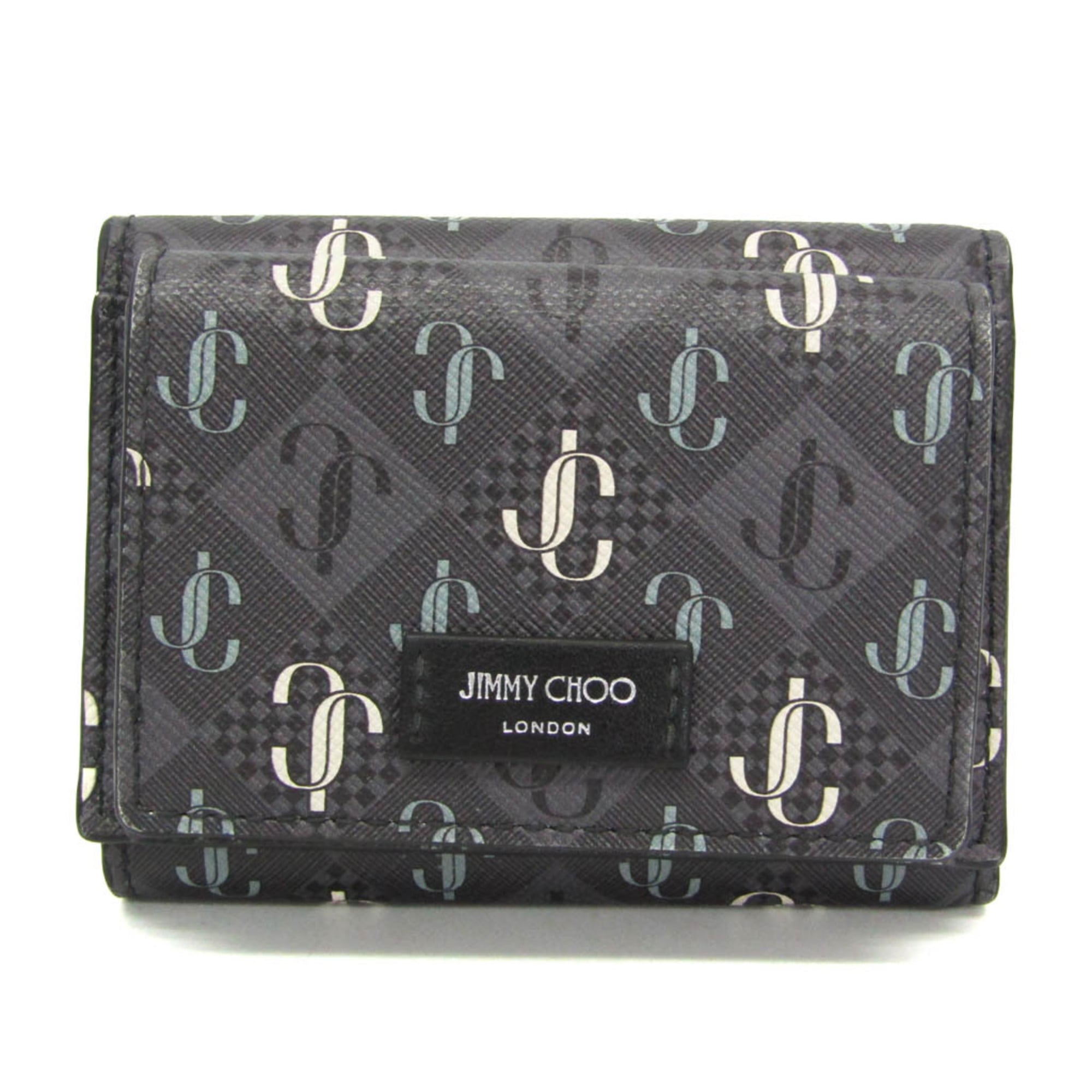 Rakuten - ジミーチュウ(Jimmy Choo) ジェイデン JAYDEN レディース,メンズ PVC,レザー 財布（三つ折り） ダークグレー【中古】