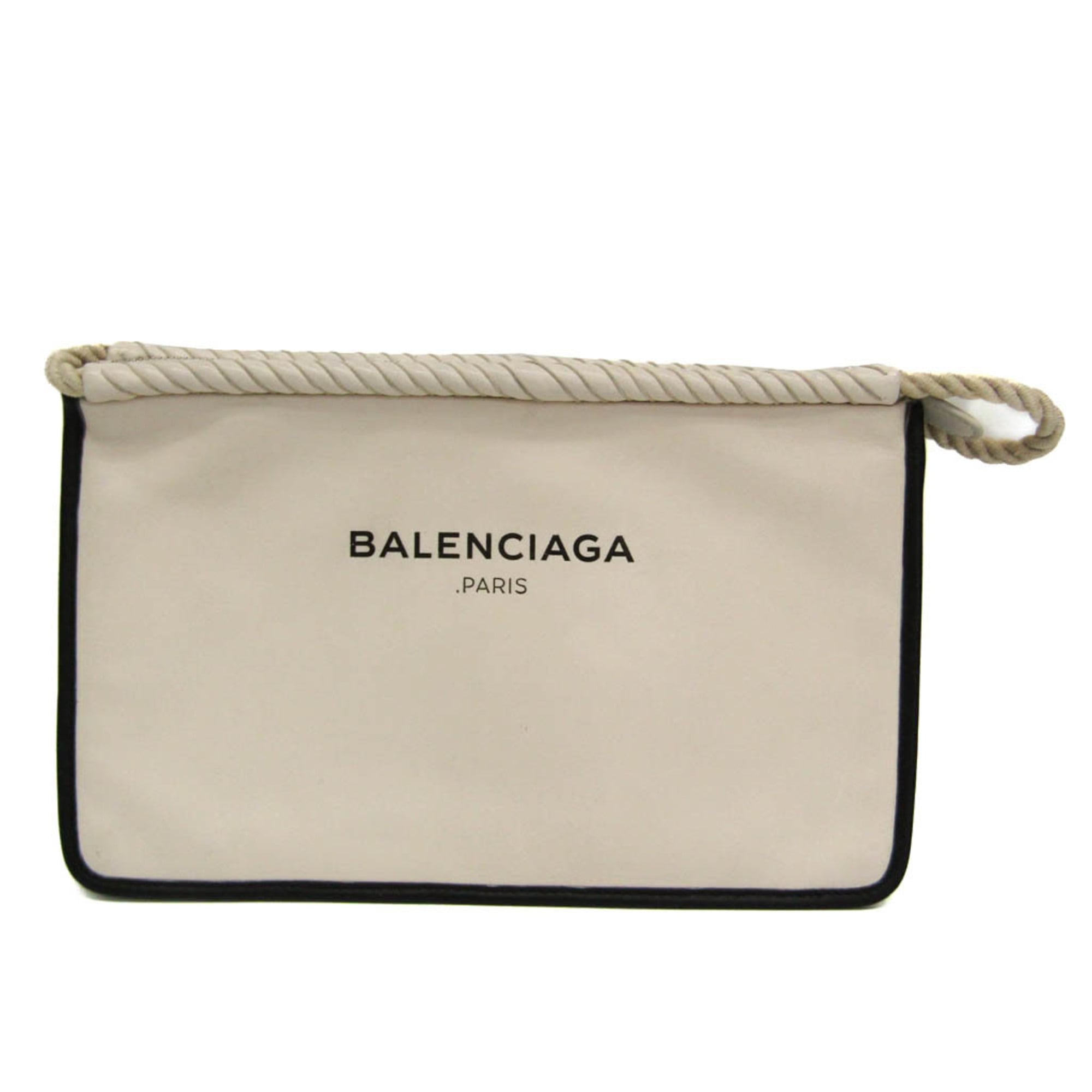 Rakuten - バレンシアガ(Balenciaga) 427443 メンズ,レディース レザー クラッチバッグ ブラック,オフホワイト【中古】