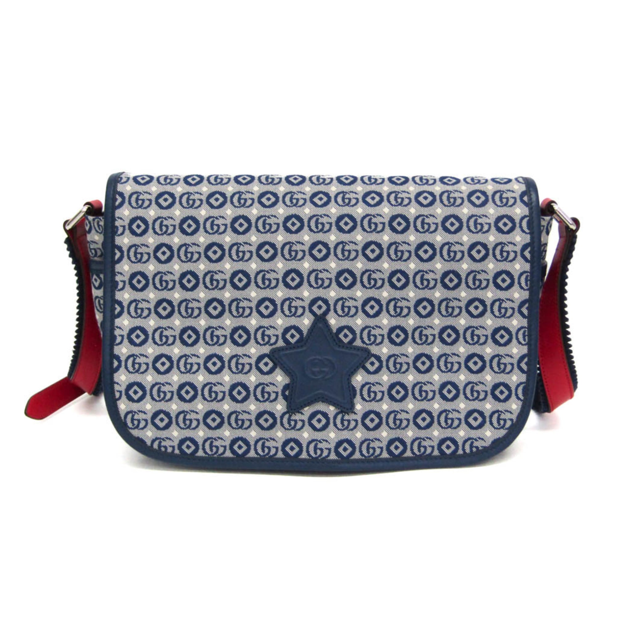 Rakuten - グッチ(Gucci) チルドレンズ インターロッキングG 664143 ボーイズ,ガールズ キャンバス,レザー ショルダーバッグ ブルー,レッド【中古】
