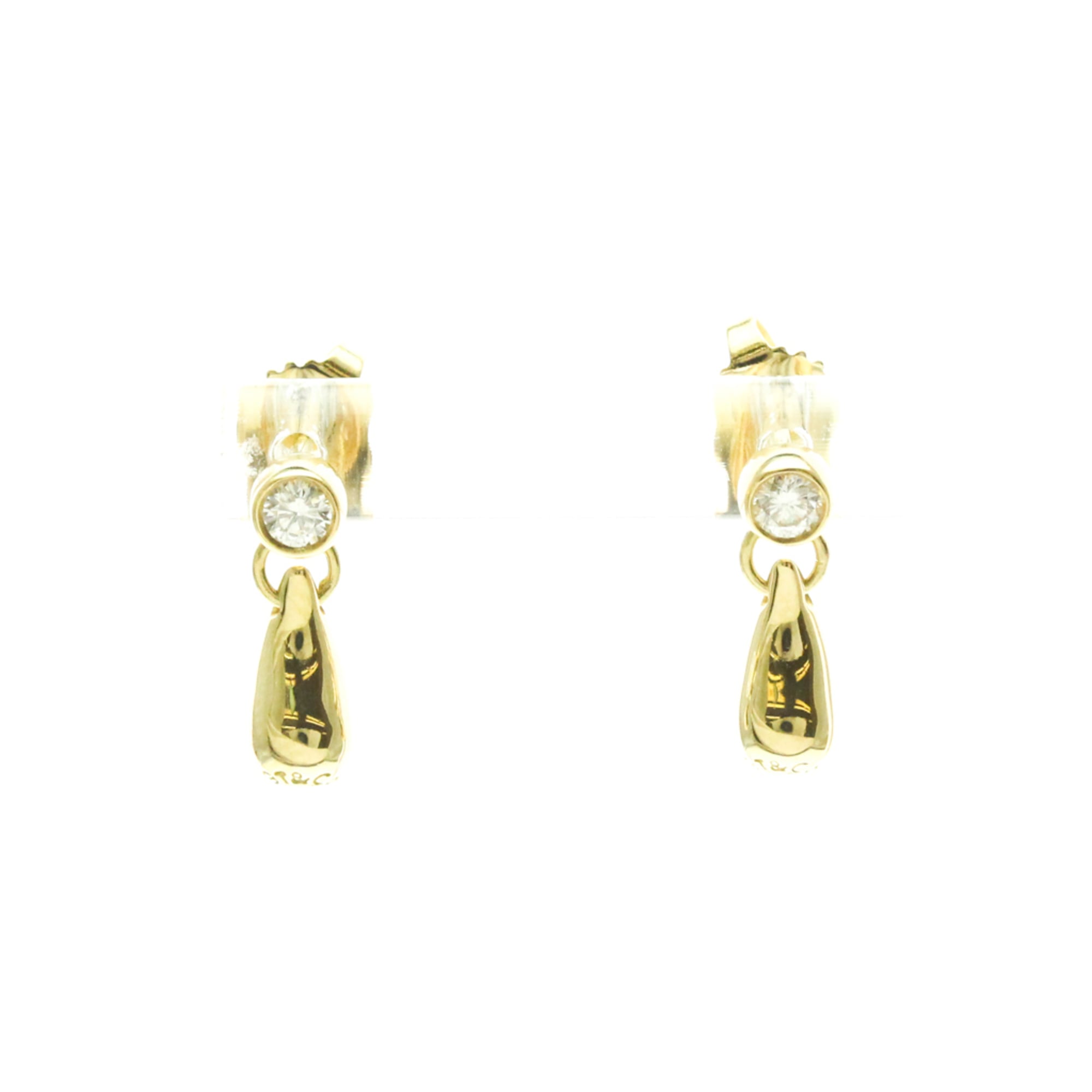 ティファニー(Tiffany) ティアドロップ ダイヤモンド ピアス ダイヤモンド K18イエローゴールド(K18YG) ドロップピアス ゴールド【中古】