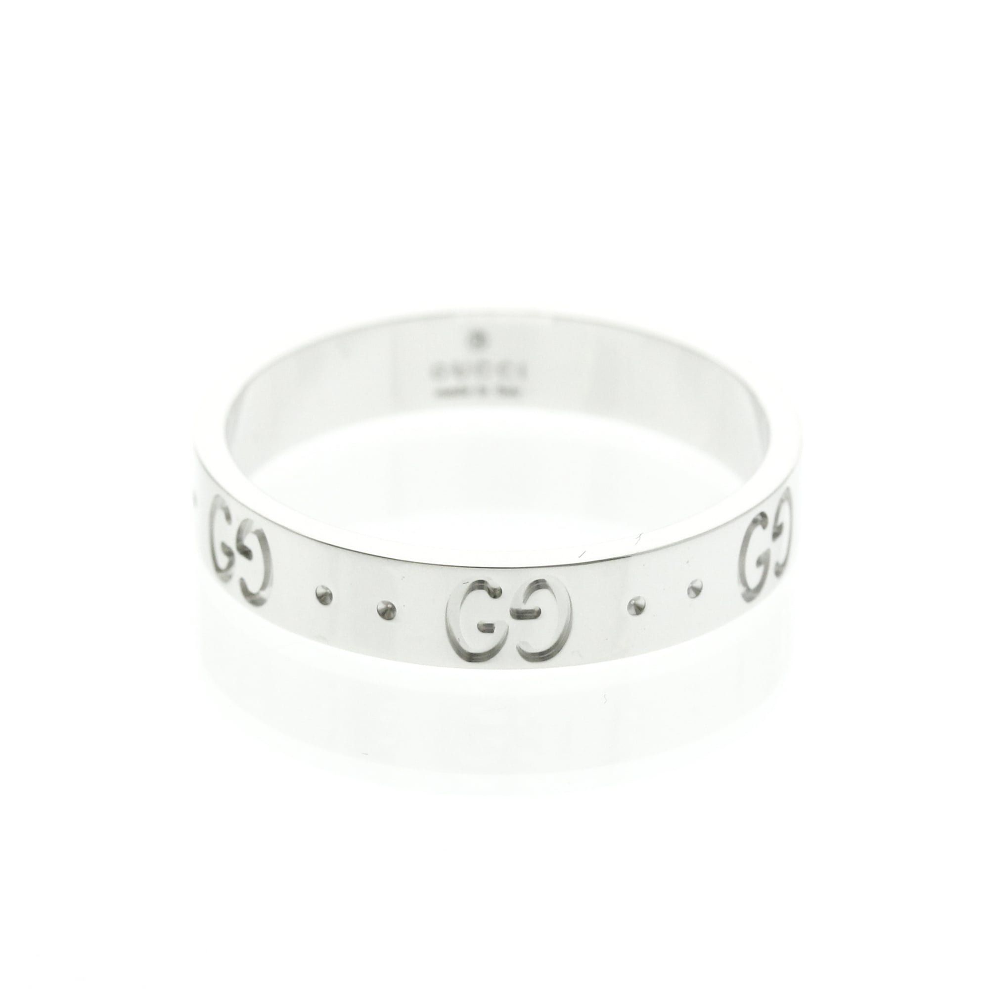 Rakuten - グッチ(Gucci) アイコン K18ホワイトゴールド(K18WG) ファッション 無し リング シルバー【中古】