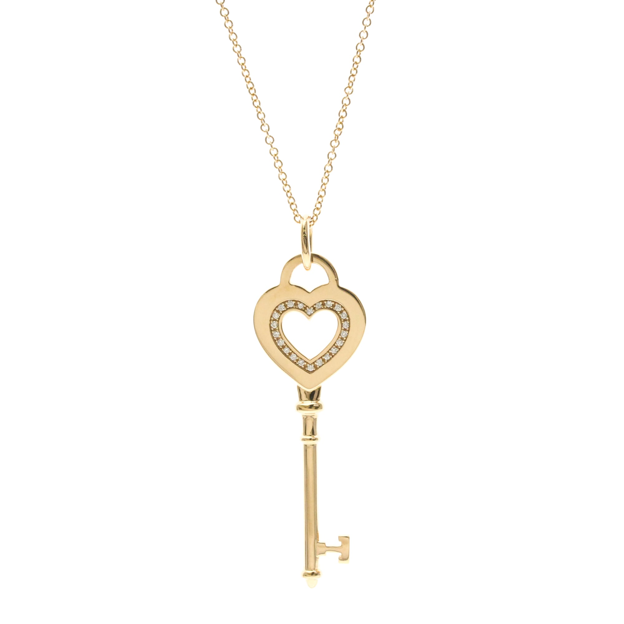 Rakuten - ティファニー(Tiffany) K18ピンクゴールド(K18PG) ダイヤモンド メンズ,レディース ファッション ネックレス (ピンクゴールド(PG)) ハートキー ダイヤモンド ネックレス【中古】