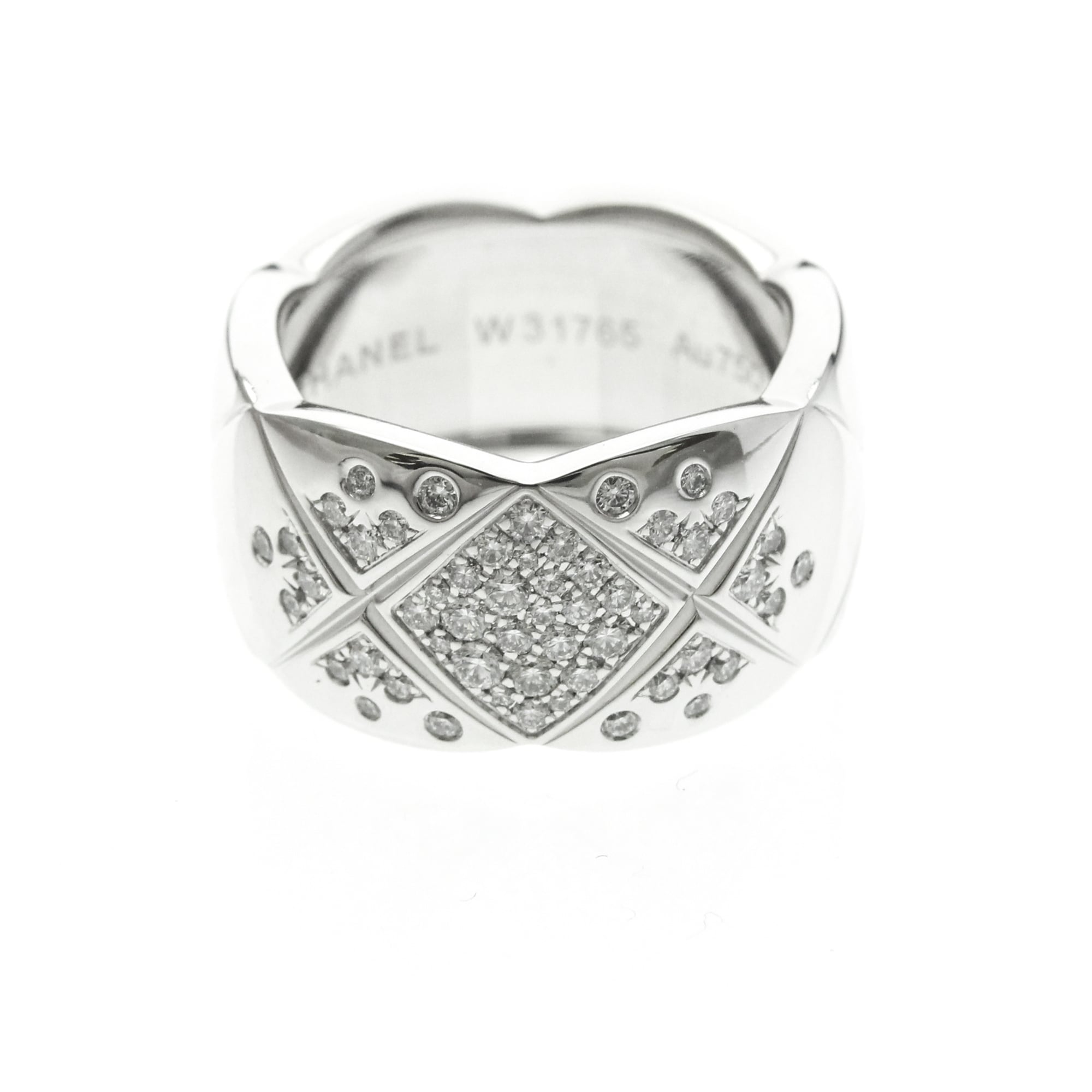 Hawaiian Jewelry - シャネル(Chanel) ココクラッシュリング ラージモデル ダイヤモンド K18ホワイトゴールド(K18WG) ファッション ダイヤモンド バンドリング シルバー【中古】