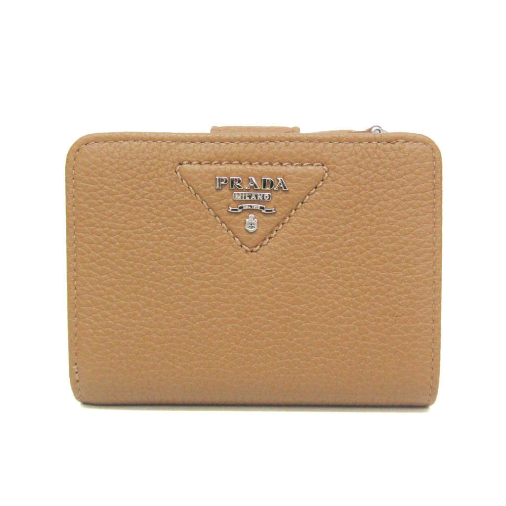 プラダ(Prada) VITELLO DAINO 1ML018 レディース レザー 中財布（二つ折り） キャメル【中古】