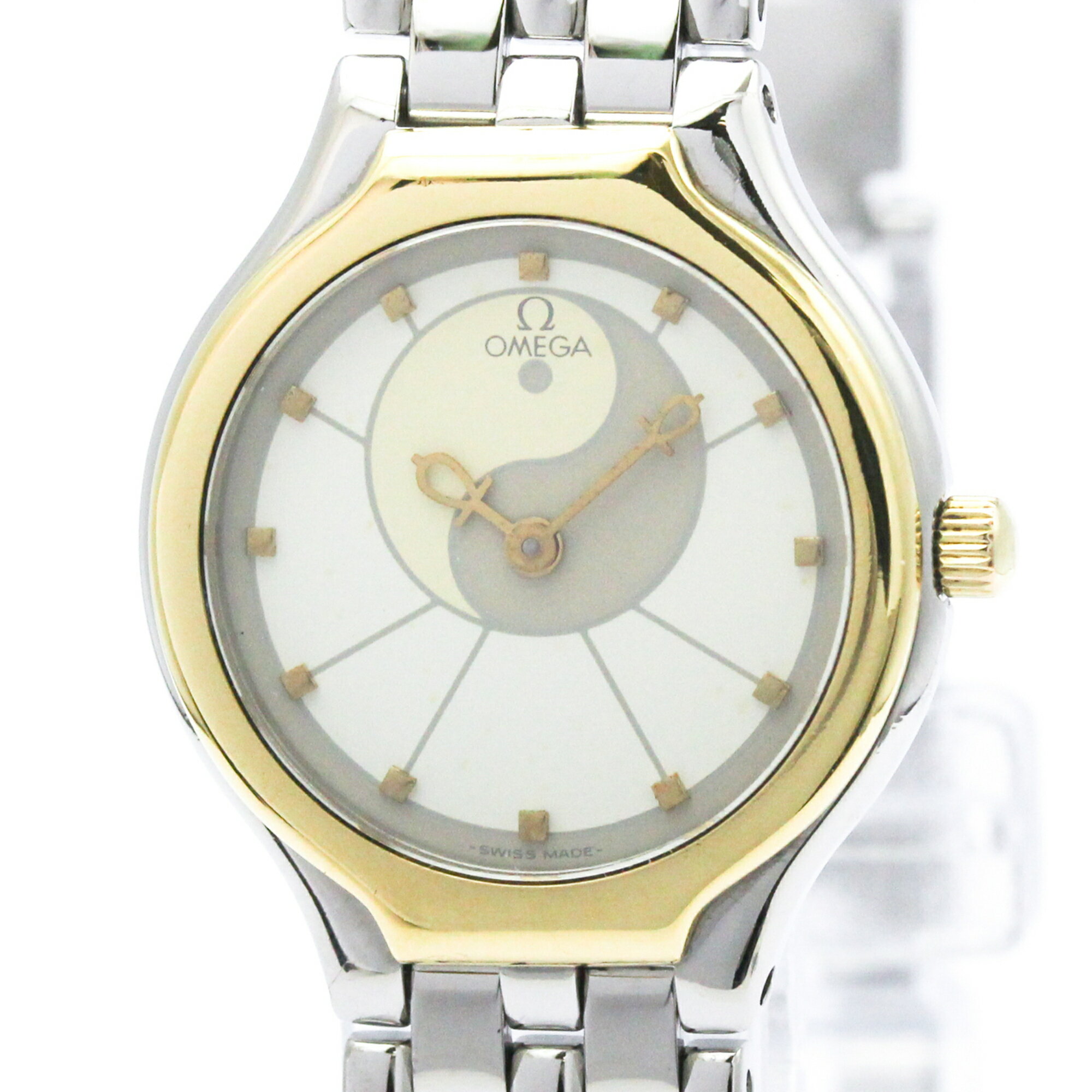 CARTIER - オメガ (OMEGA) デビル シンボル K18 ゴールド ステンレススチール クォーツ レディース 時計 595.0101 (外装仕上げ済み)【中古】