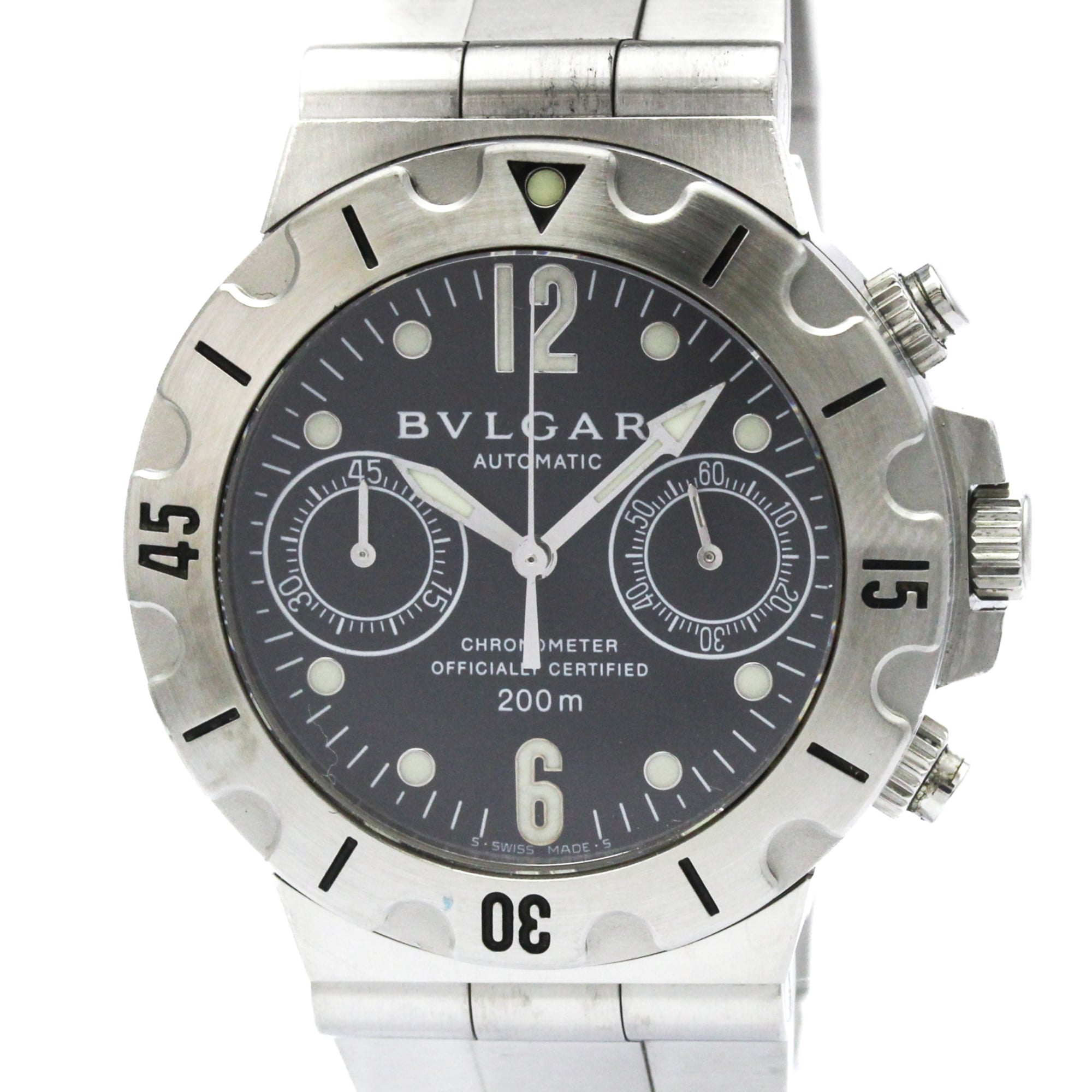 ブルガリ (BVLGARI) ディアゴノ スクーバ クロノグラフ ステンレススチール 自動巻き メンズ 時計 SCB38S (外装仕上げ済み)【中古】