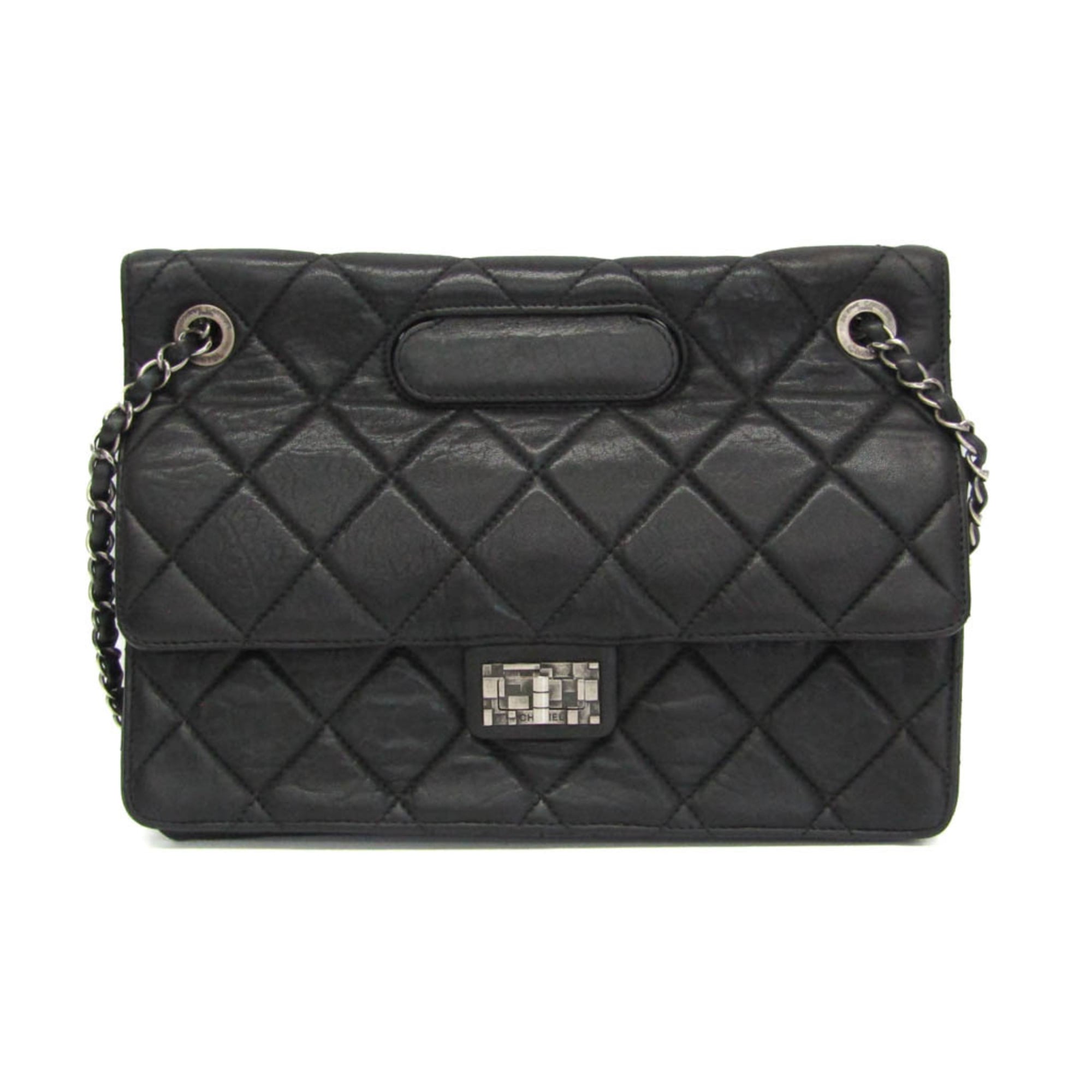 シャネル(Chanel) 2.55 チェーンショルダーバッグ レディース レザー ハンドバッグ,ショルダーバッグ ブラック【中古】