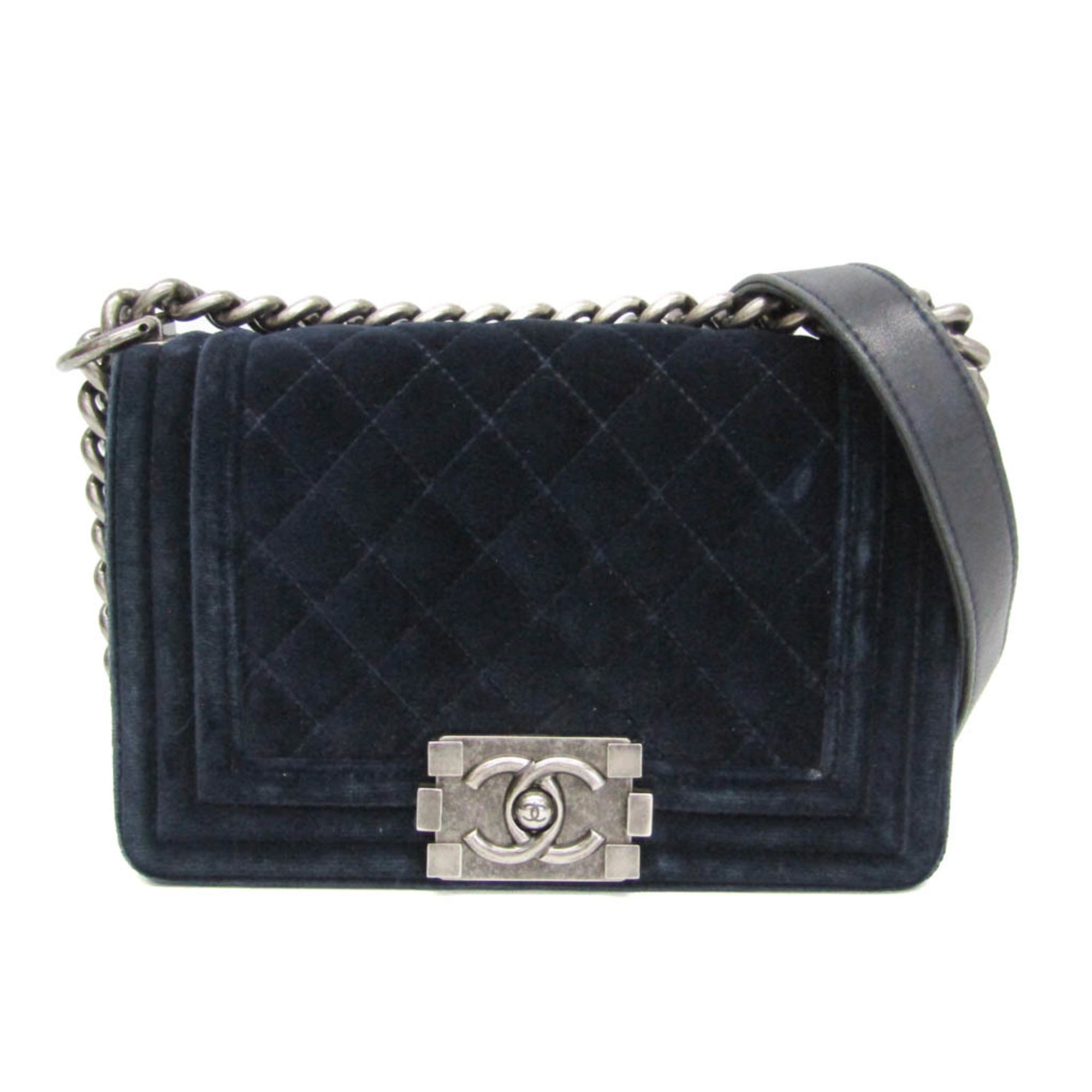 シャネル CHANEL ショルダーバッグ ボーイシャネル レザー/メタル ネイビー/ブラック レディース 送料無料【中古】 e60875g CHANEL - シャネル CHANEL ショルダーバッグ ボーイシャネル レザー