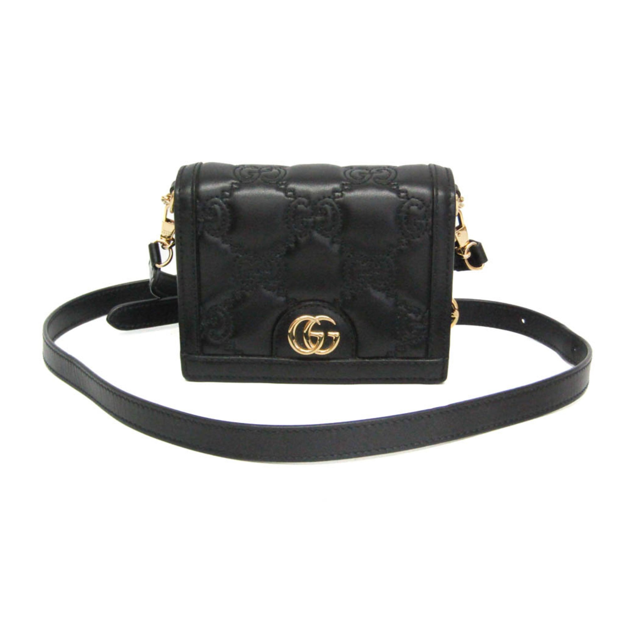 Rakuten - グッチ(Gucci) GGマトラッセ ミニショルダーバッグ 723777 レディース レザー ハンドバッグ,ショルダーバッグ ブラック【中古】