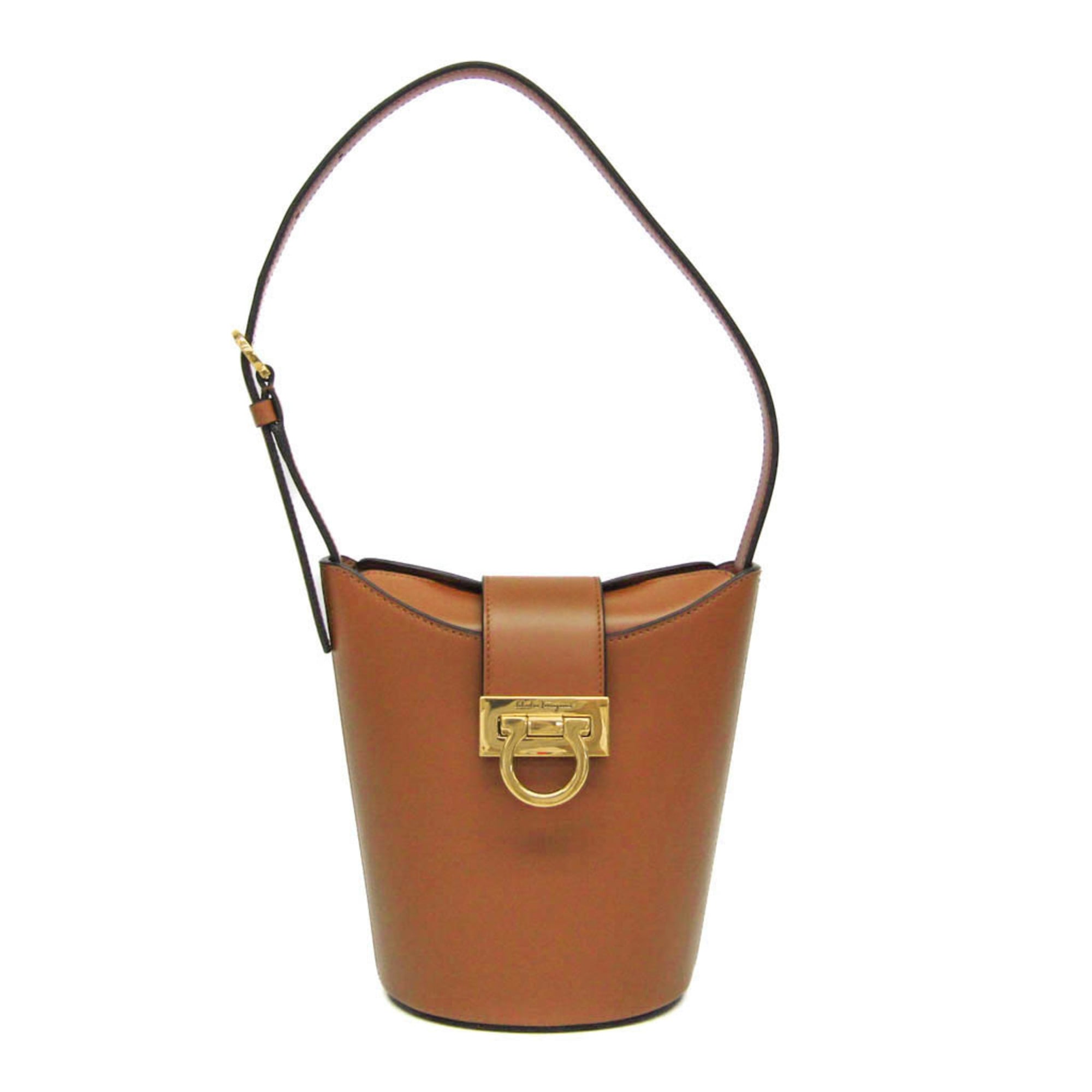 サルヴァトーレ・フェラガモ(Salvatore Ferragamo) ガンチーニ トリフォリオ バケット DH-21 1194 レディース レザー ハンドバッグ,ショルダーバッグ ブラウン【中古】