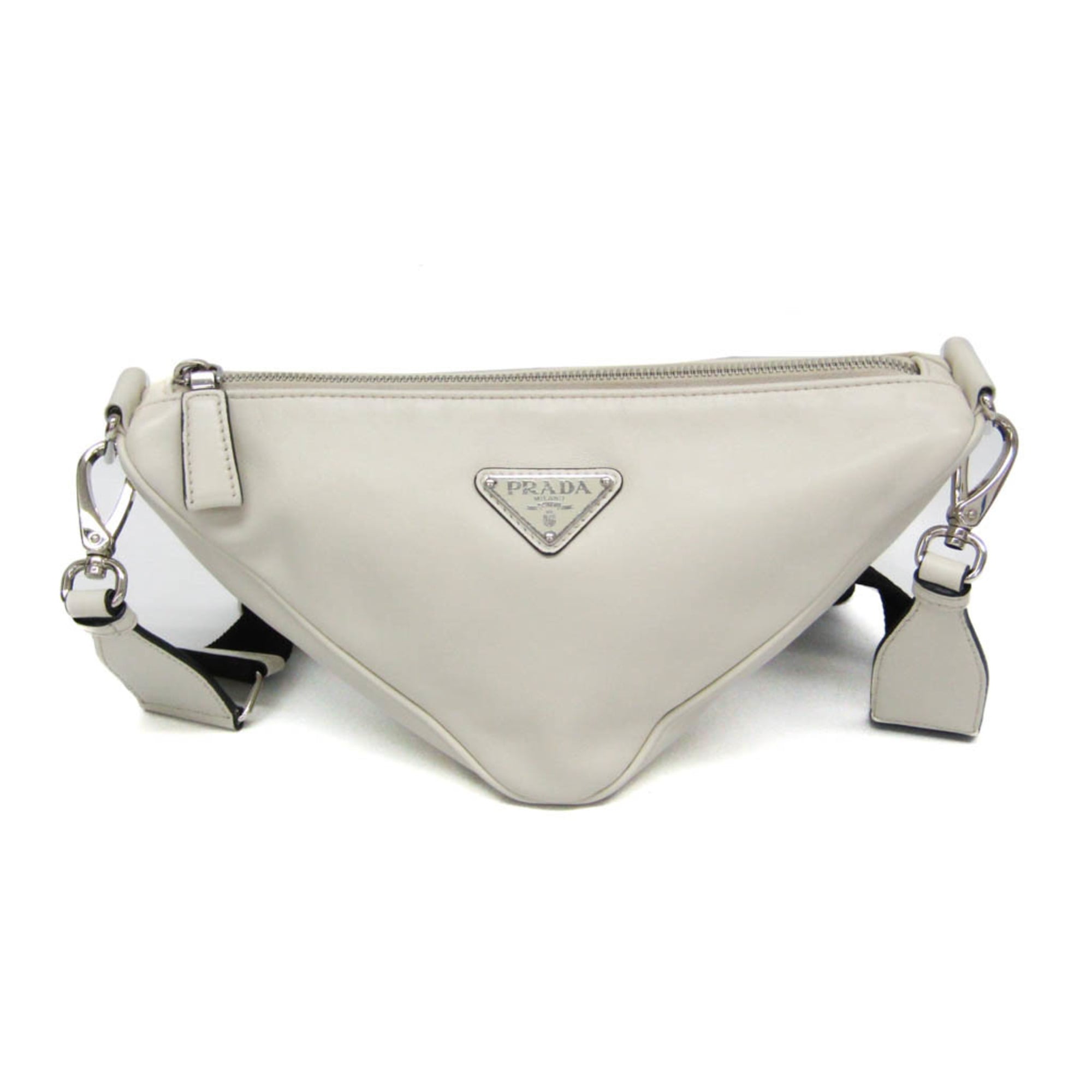 Rakuten - プラダ(Prada) トライアングル ショルダーバッグ 2VH155 メンズ,レディース レザー ショルダーバッグ ホワイト【中古】