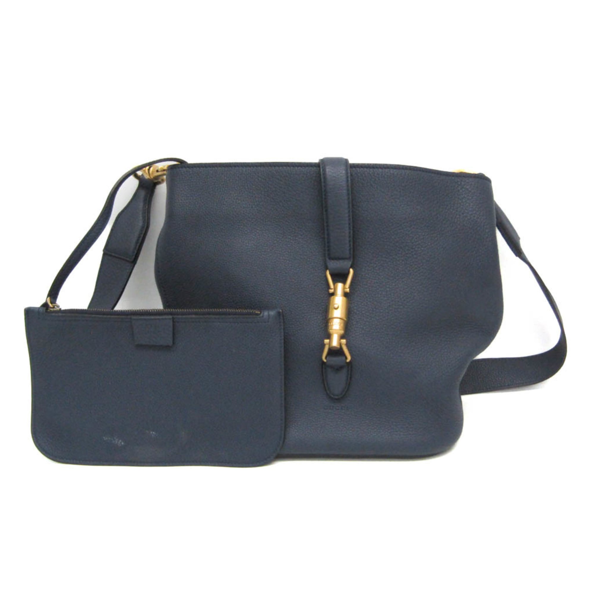 Rakuten - グッチ(Gucci) ニュージャッキー バケットバッグ 380579 レディース レザー ショルダーバッグ ネイビー【中古】