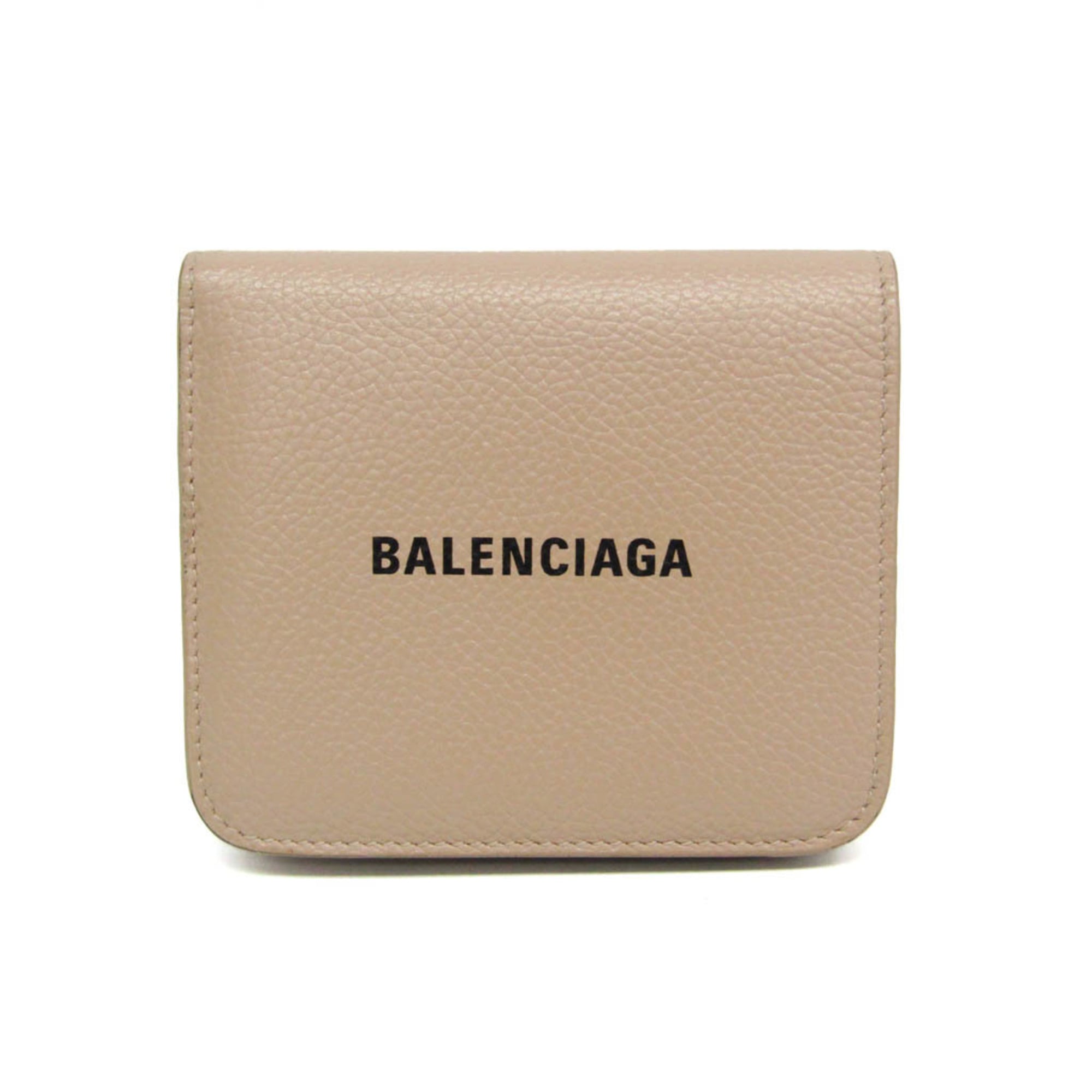 Rakuten - バレンシアガ(Balenciaga) コンパクトウォレット 594216 メンズ,レディース レザー 財布（二つ折り） ライトベージュ【中古】