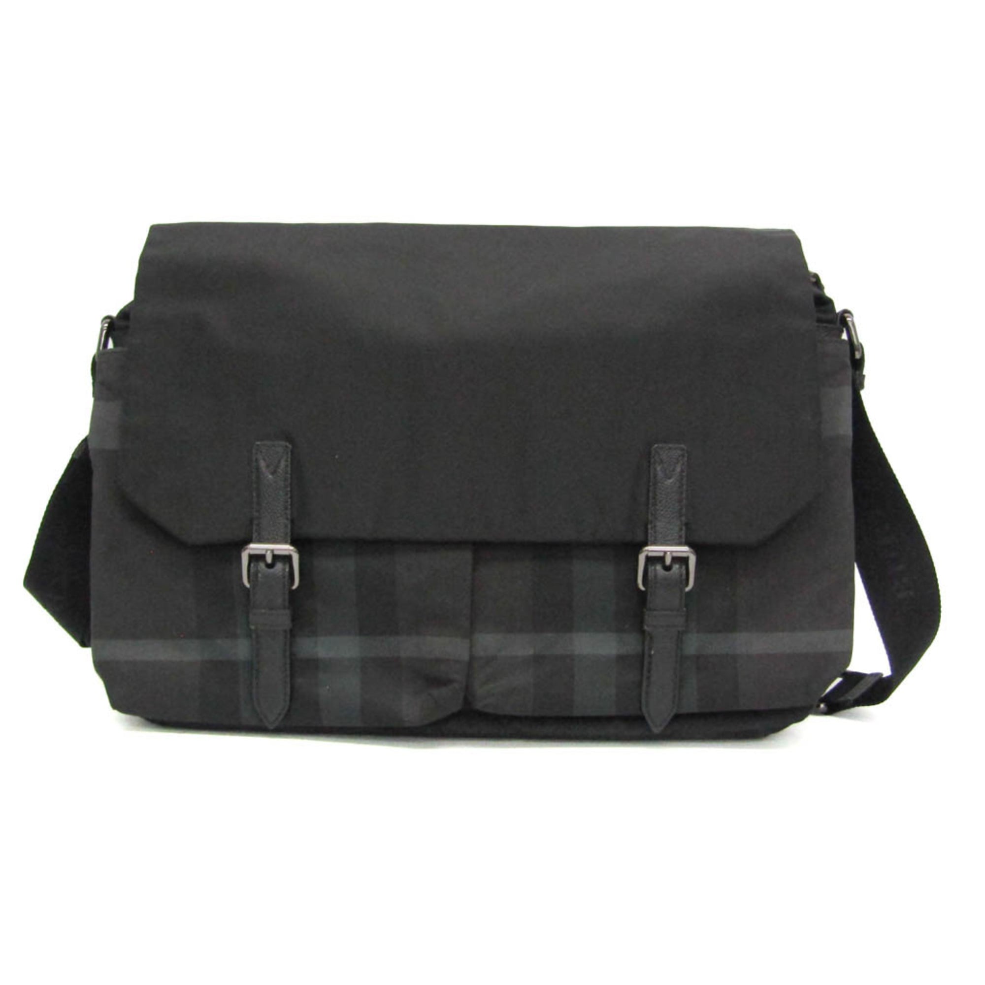 バーバリー(Burberry) メンズ ナイロン メッセンジャーバッグ,ショルダーバッグ ブラック【中古】