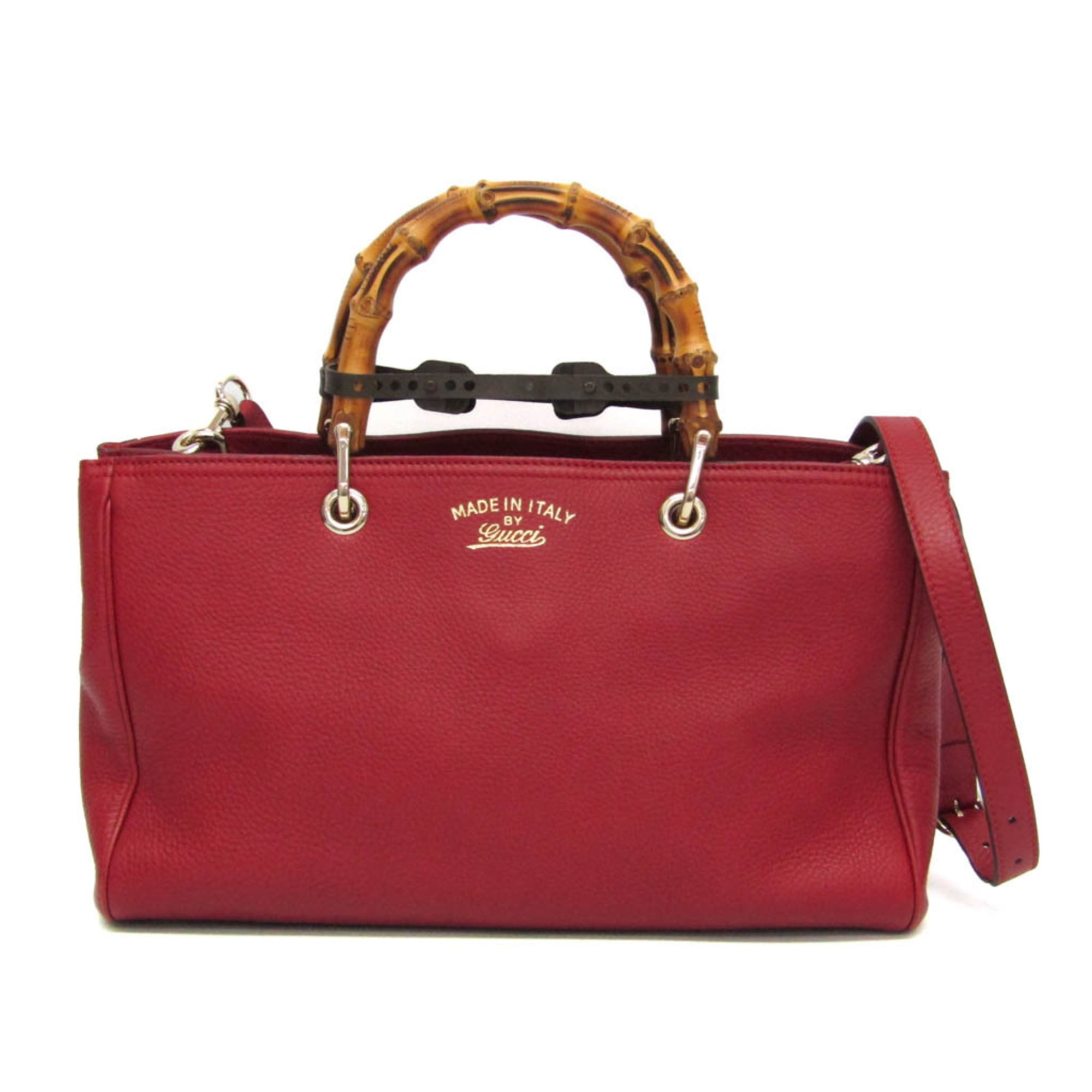 グッチ(Gucci) バンブー ショッパー ミディアム 323660 レディース レザー ショルダーバッグ,トートバッグ レッド【中古】