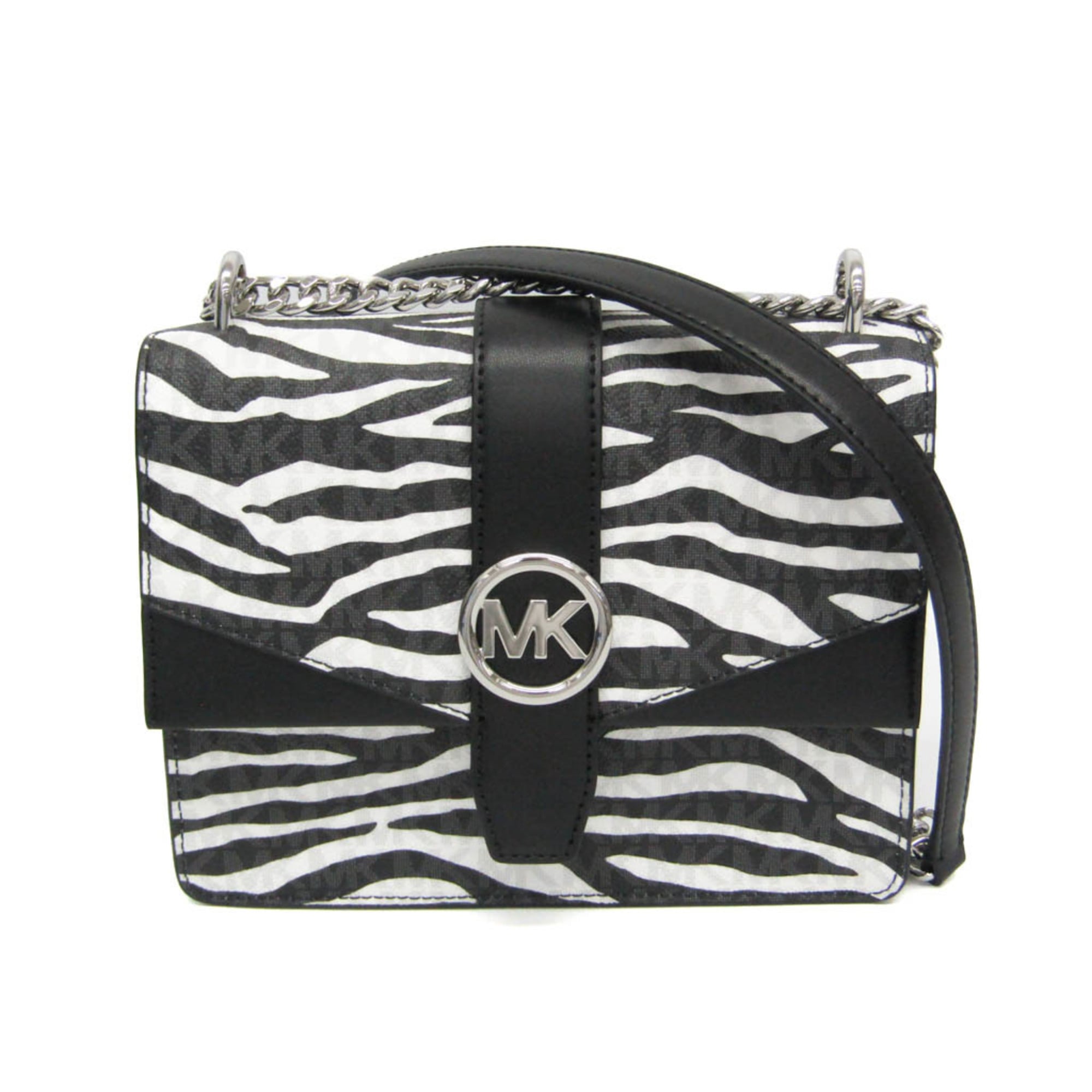 Rakuten - マイケル・コース(Michael Kors) グリニッチ GREENWICH 35S5SGRC1V レディース PVC,レザー ショルダーバッグ ブラック,ホワイト【中古】