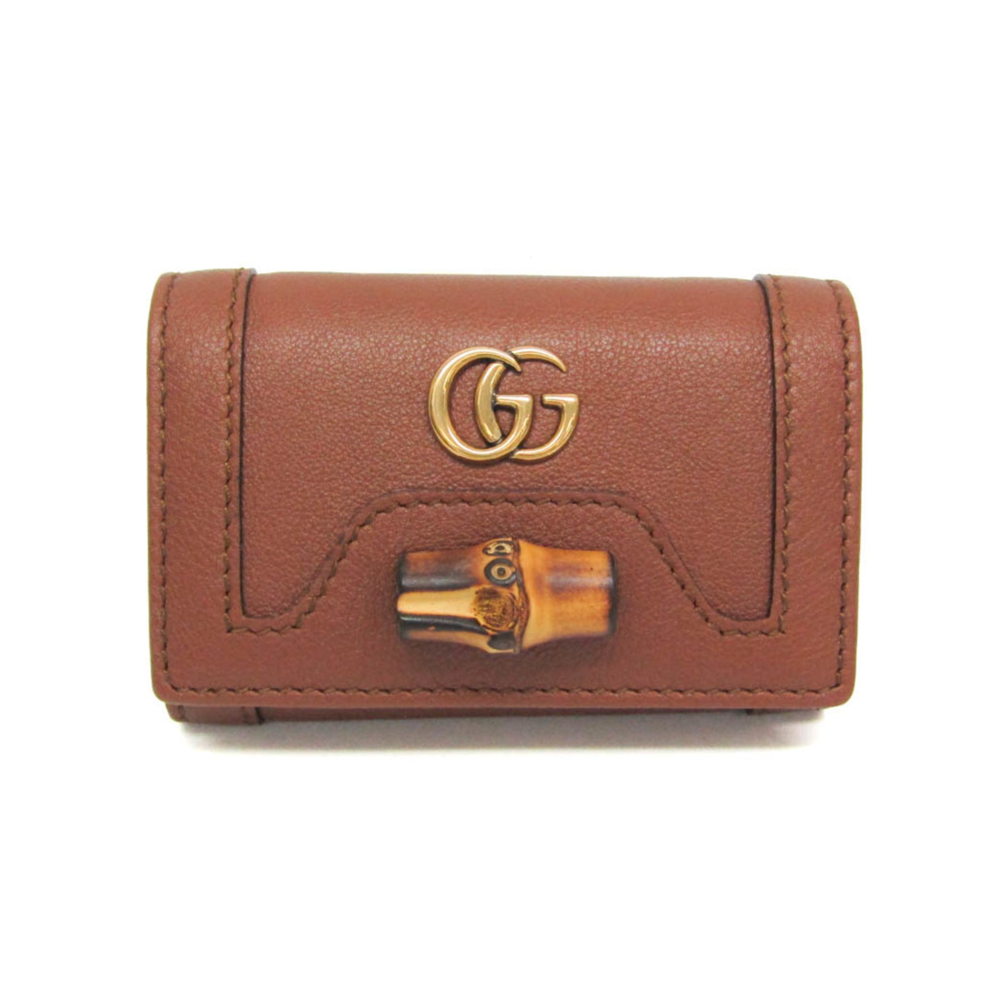 Rakuten - グッチ(Gucci) バンブー ダイアナ 658636 レディース レザー キーケース ブラウン【中古】