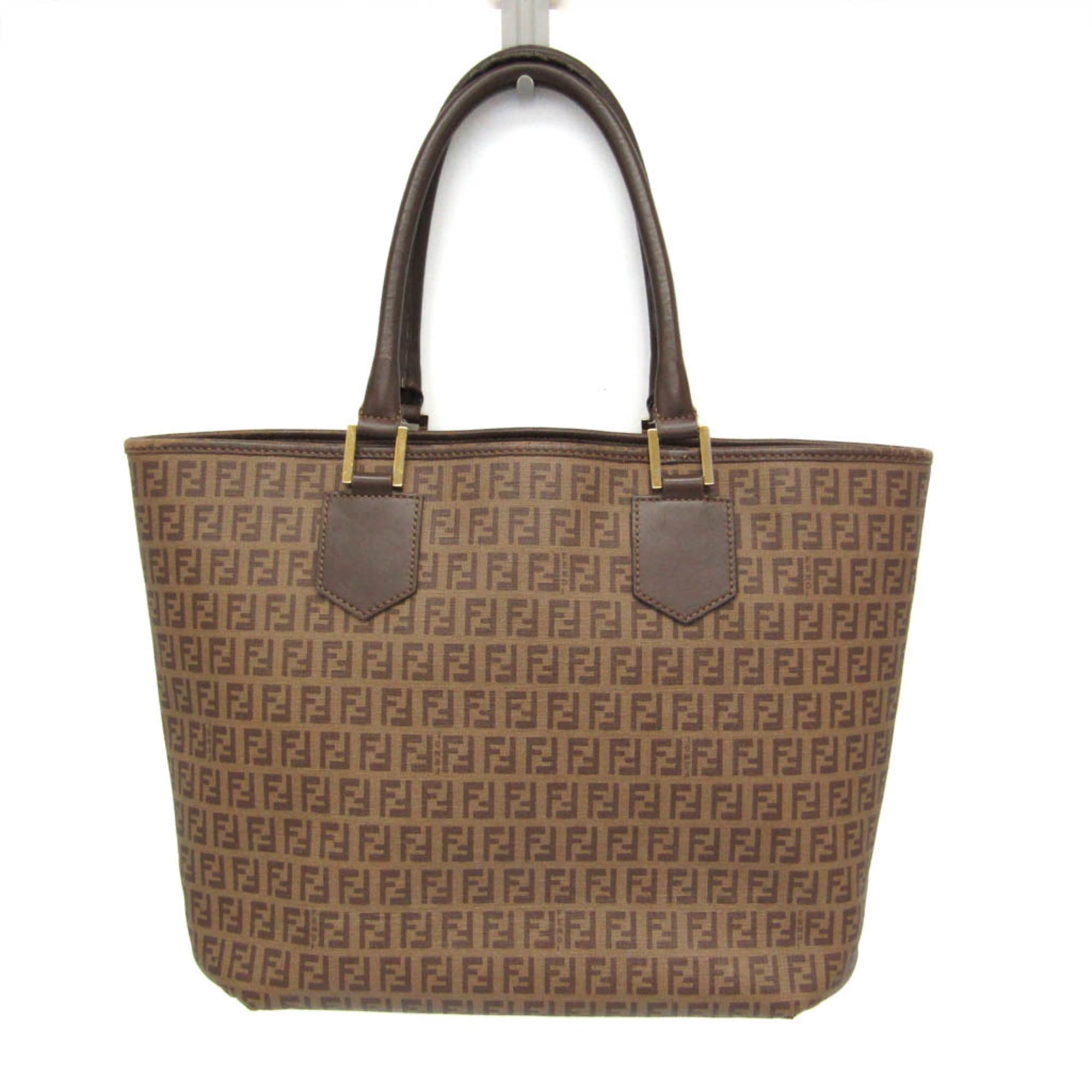 Rakuten - フェンディ(Fendi) ズッキーノ 8BH240 レディース レザー,PVC トートバッグ ブラウン,ライトブラウン【中古】