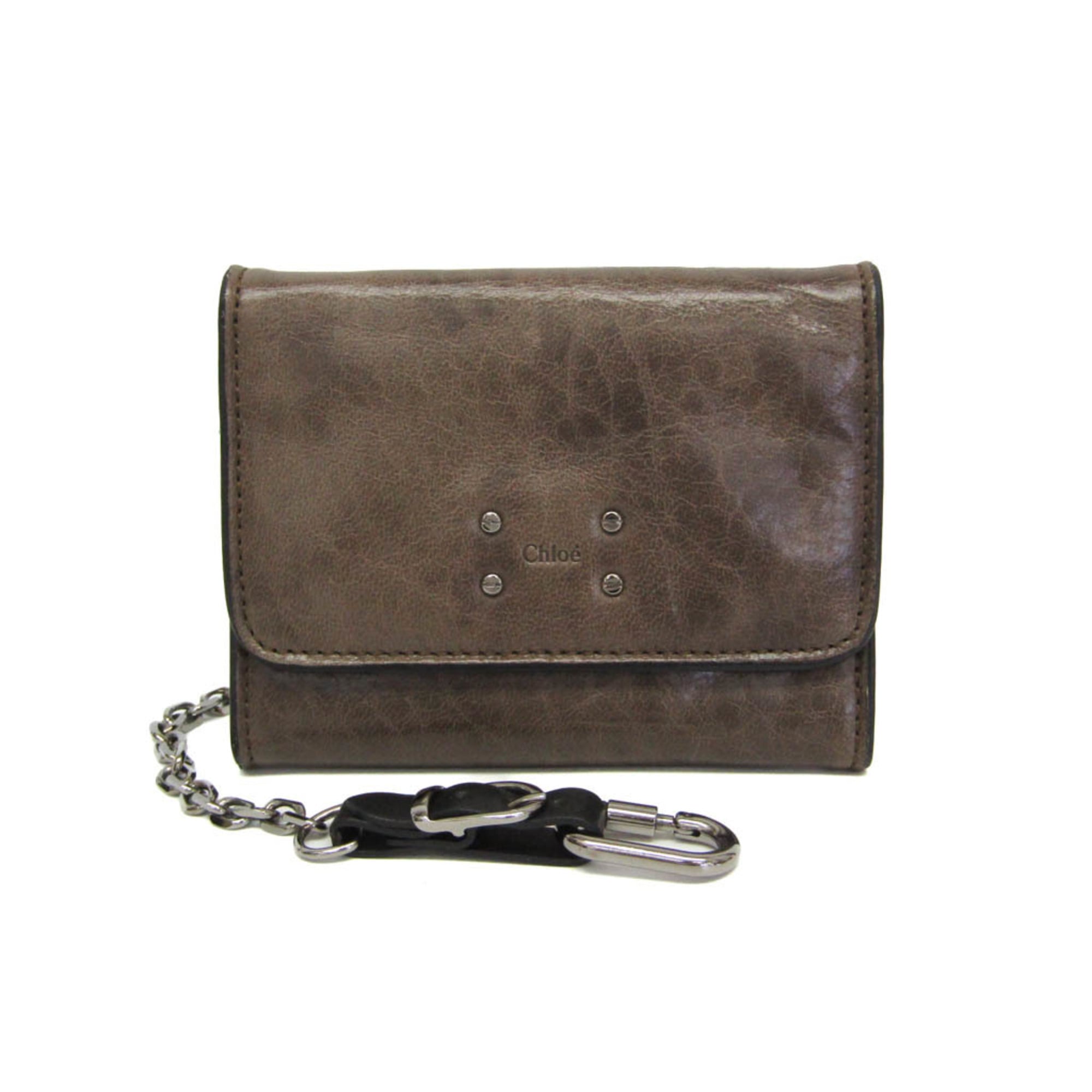 Rakuten - クロエ(Chlo?) 3P0438 メンズ レザー 財布（三つ折り） カーキ【中古】