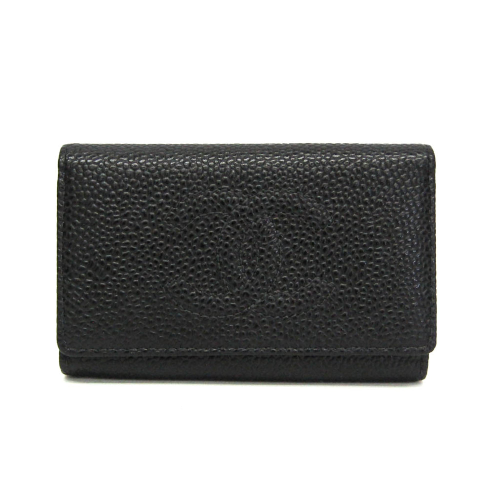 シャネル(Chanel) ココマーク レディース キャビアスキン キーケース ブラック【中古】
