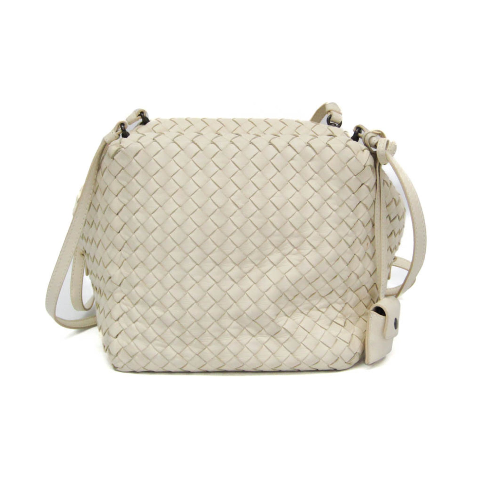 ボッテガ・ヴェネタ(Bottega Veneta) イントレチャート レディース レザー ショルダーバッグ ホワイト【中古】