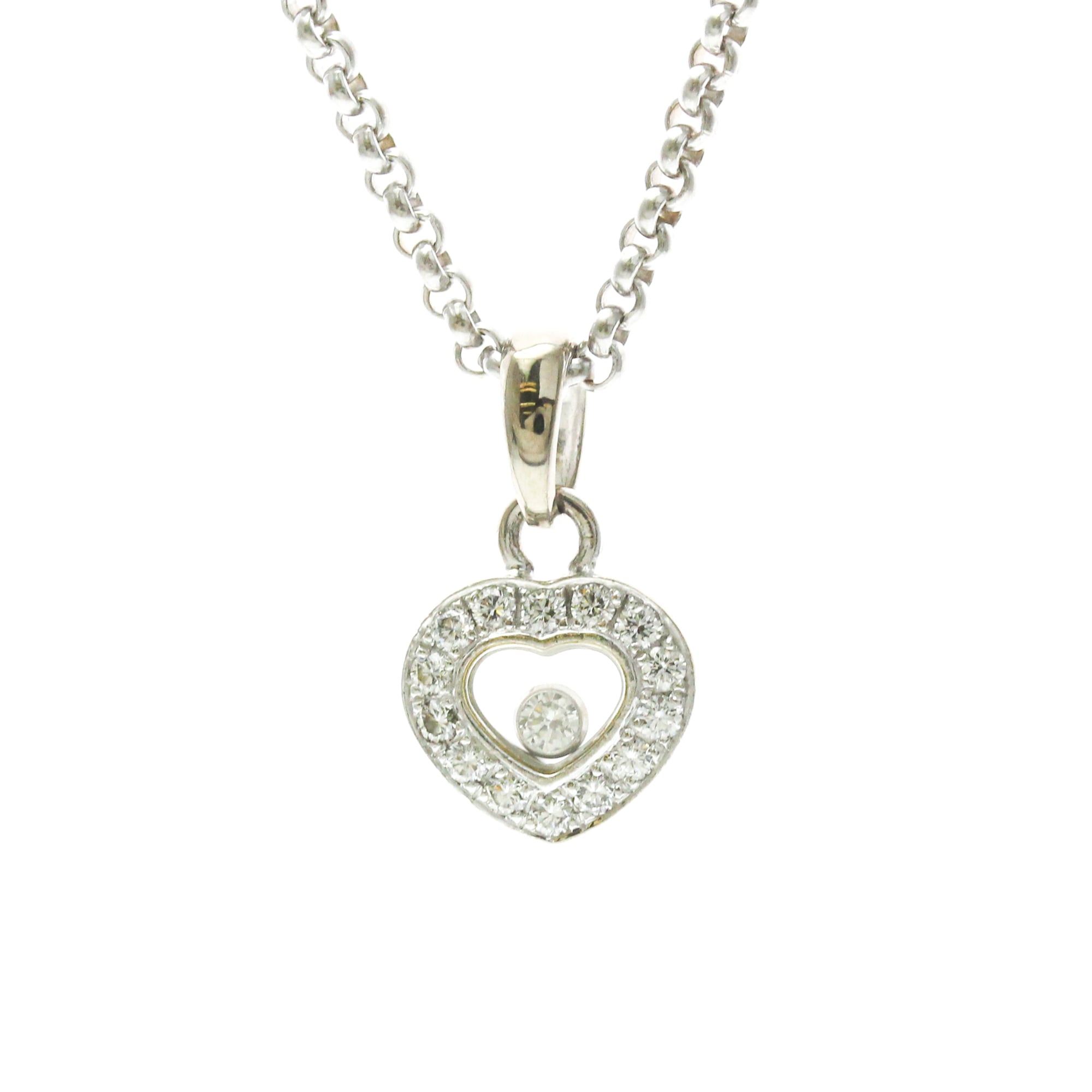 Other - ショパール(Chopard) K18ホワイトゴールド(K18WG) ダイヤモンド メンズ,レディース ファッション ペンダントネックレス (シルバー) ハッピーダイヤモンド ハート ダイヤ ネックレス 79/1084【中古】